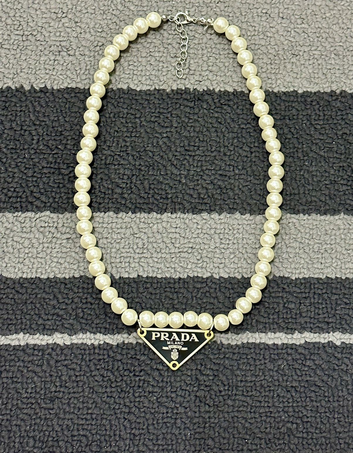 Designer Authentic Prada Logo Reworked into necklace choker Size ONE SIZE - 2 Thumbnail
