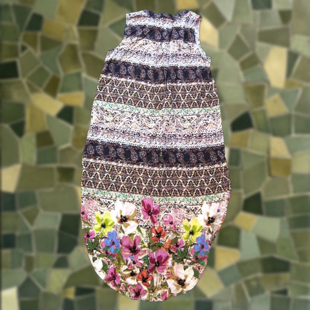 Pinko CUPIO Floral Sleeveless Midi Tank Dress Brown Green Pink 100% Rayon - M Womens Size M / US 6-8 / IT 42-44 - 1 Thumbnail