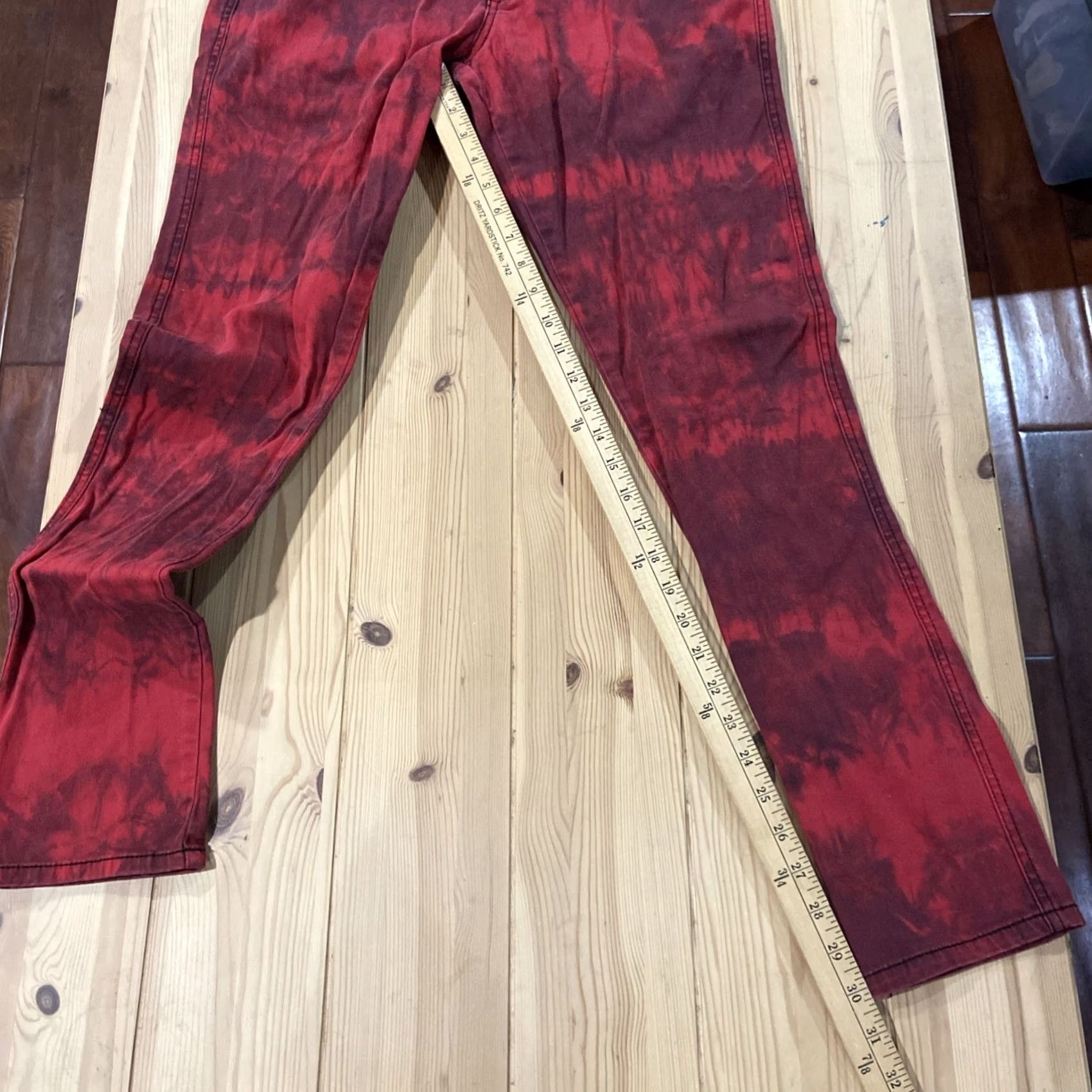 Tripp NYC VINTAGE? No. Tripp NYC Black Red Tie Dye Skinny Pant Jean size 5 Goth Alternative Rave Grunge Size 27" / US 4 / IT 40 - 4 Thumbnail