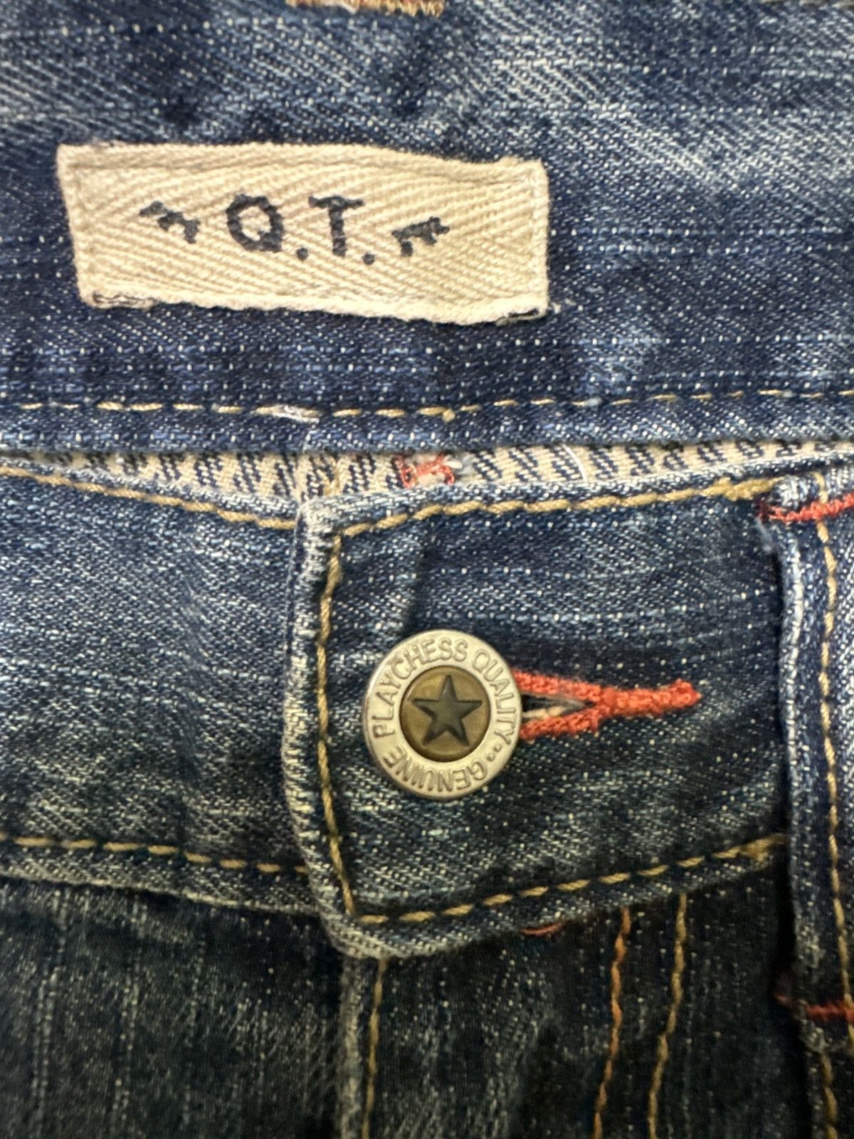 Hysteric Glamour × If Six Was Nine DISTRESSED PLAYCHESS STRIPED EMBROIDERY MUDDY WASH DENIM Size US 31 - 12 Thumbnail