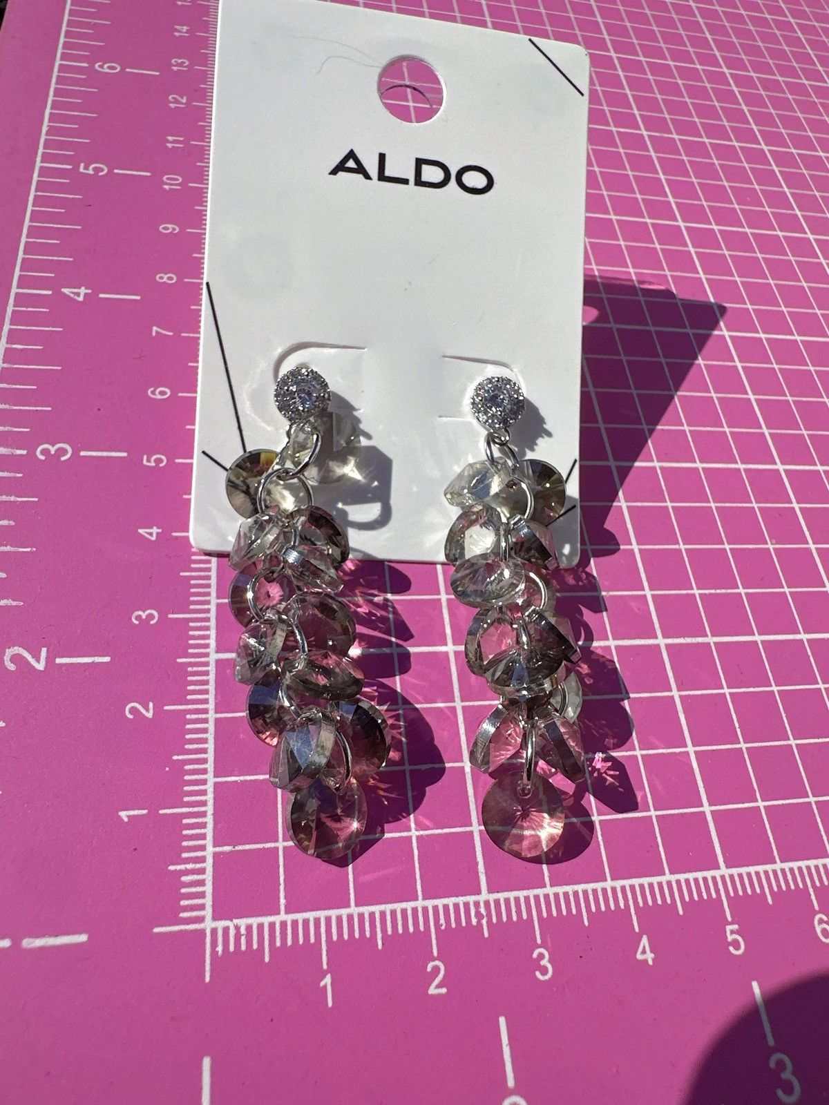 Designer Aldo silver tone gray crystals Elegant Dangle Earrings tasse Size ONE SIZE - 3 Thumbnail
