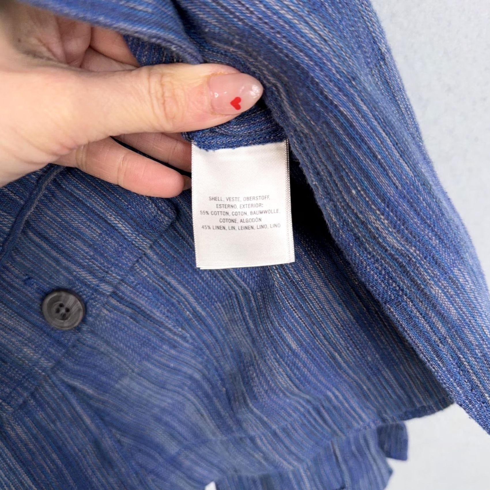 Vintage Cartonnier Blazer Womens 2 Blue Stripe Linen Cotton Embroidered Collar Jacket - Pre-Owned 2 Size XS / US 0-2 / IT 36-38 - 7 Thumbnail