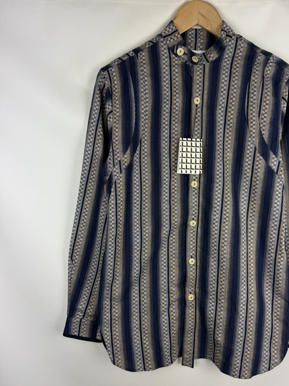 Designer BNWT! Labrum L/S Collarless Patterned Button Up Shirt Size US M / EU 48-50 / 2 - 2 Thumbnail