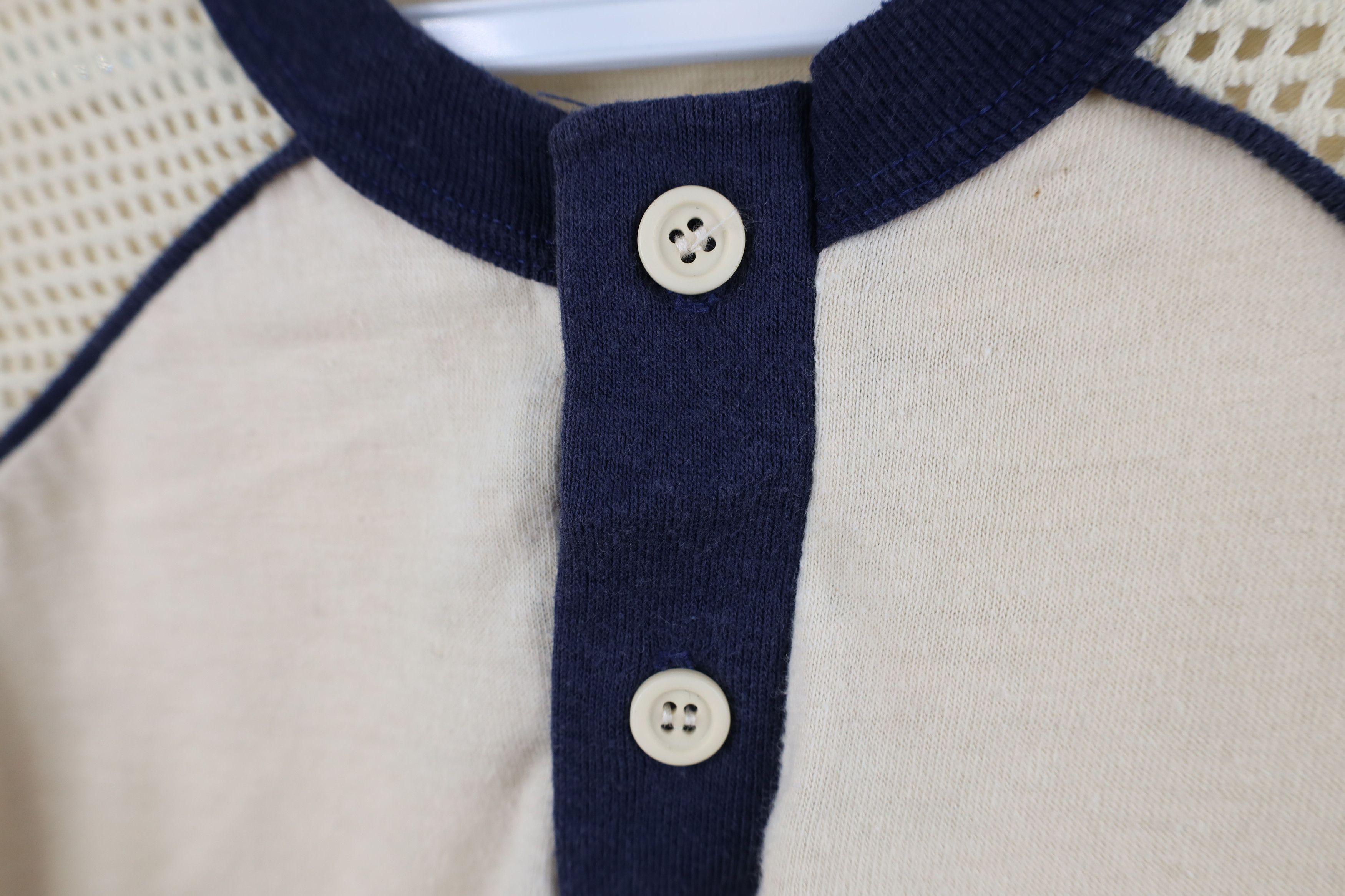 Champion Vintage 70s Champion Mesh Ringer Henley T-Shirt Beige USA Size US L / EU 52-54 / 3 - 10 Thumbnail