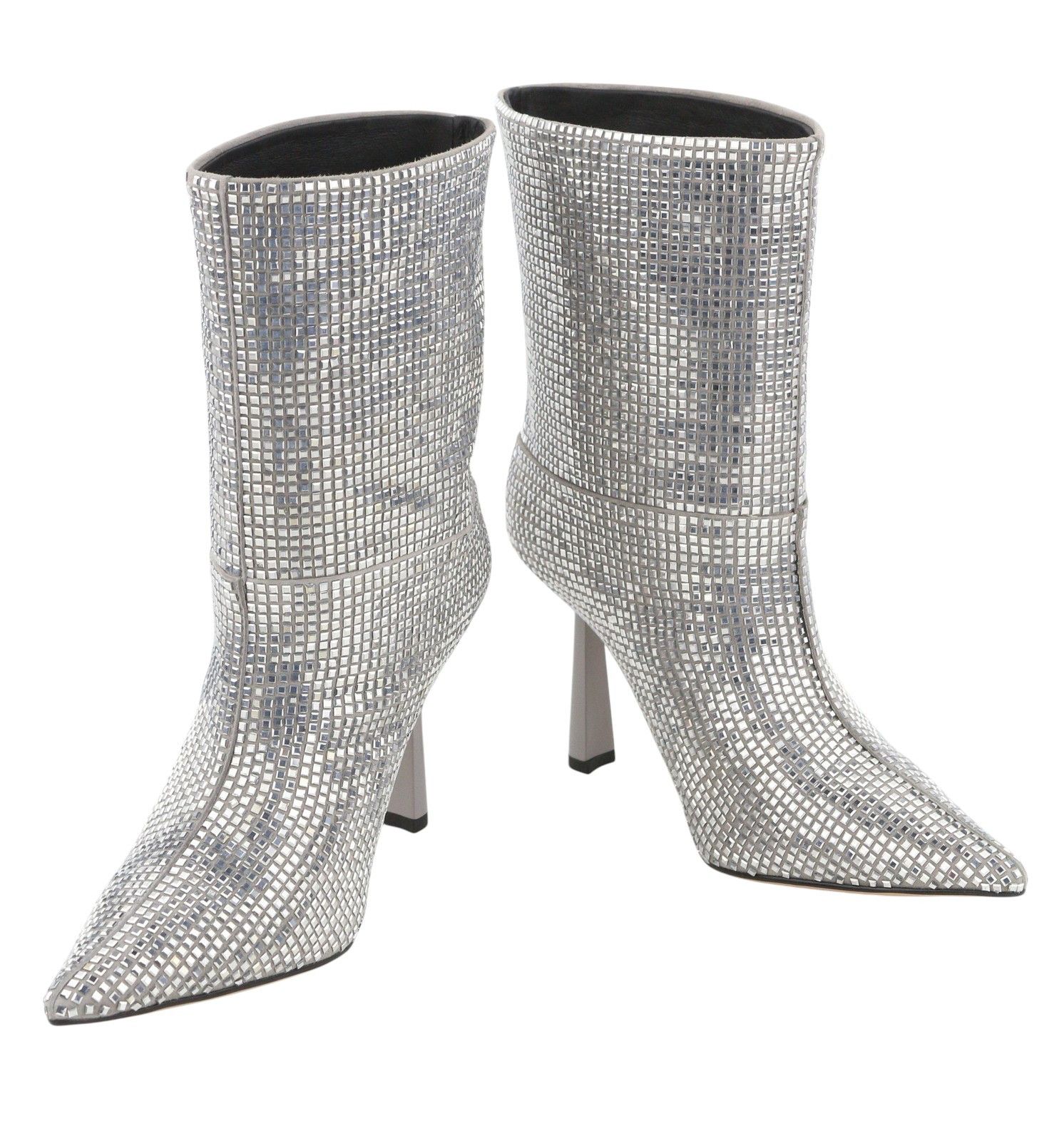 LOLA CRUZ KOILO EU36 Silver Suede Shiny Glitter Ankle 87544