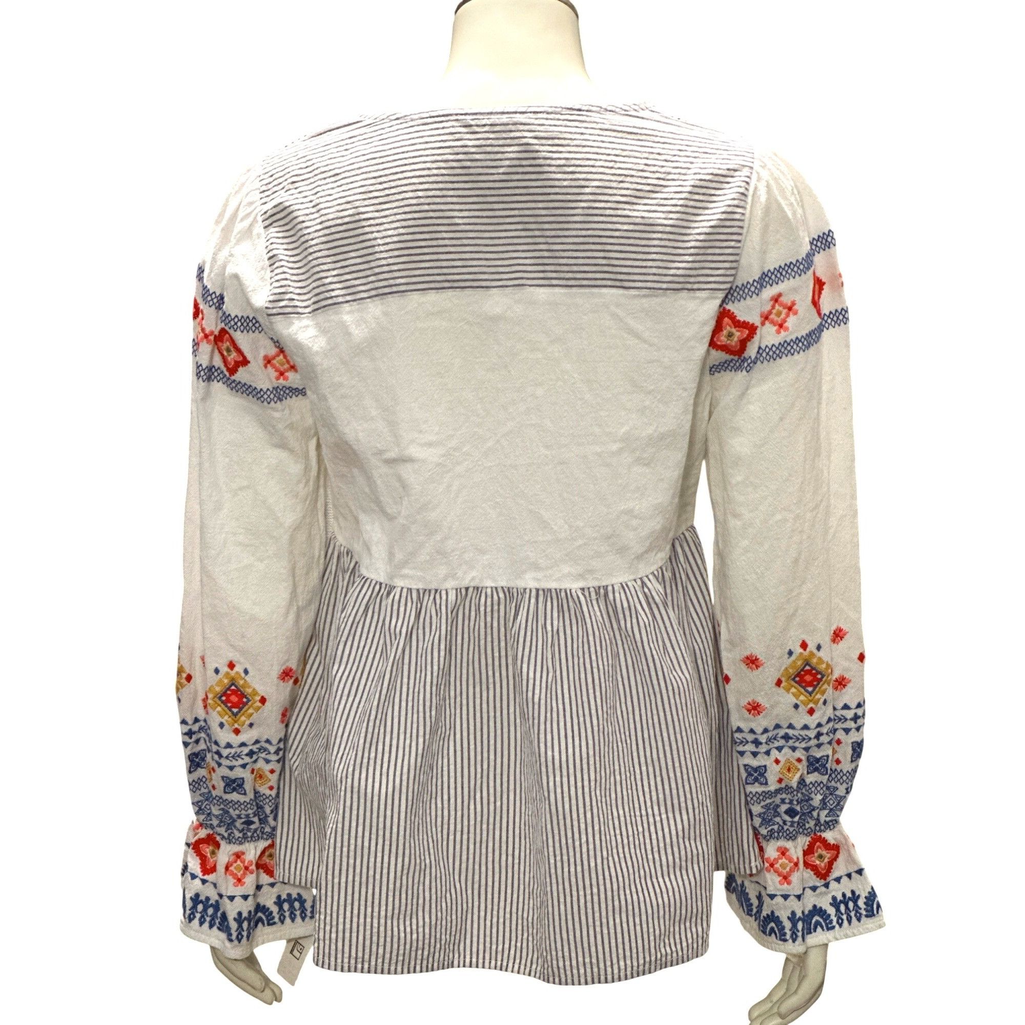 Other CCC Striped Bohemian Embroidered Long Sleeve Blouse V Neck P Size S / US 4 / IT 40 - 3 Thumbnail