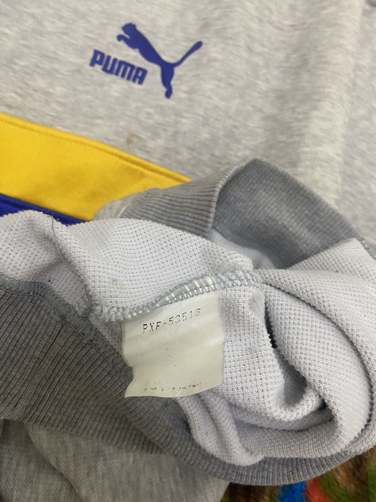 Puma ULTRA RARE Vintage 90s PUMA hoodie stripe yellow blue Size US L / EU 52-54 / 3 - 12 Thumbnail