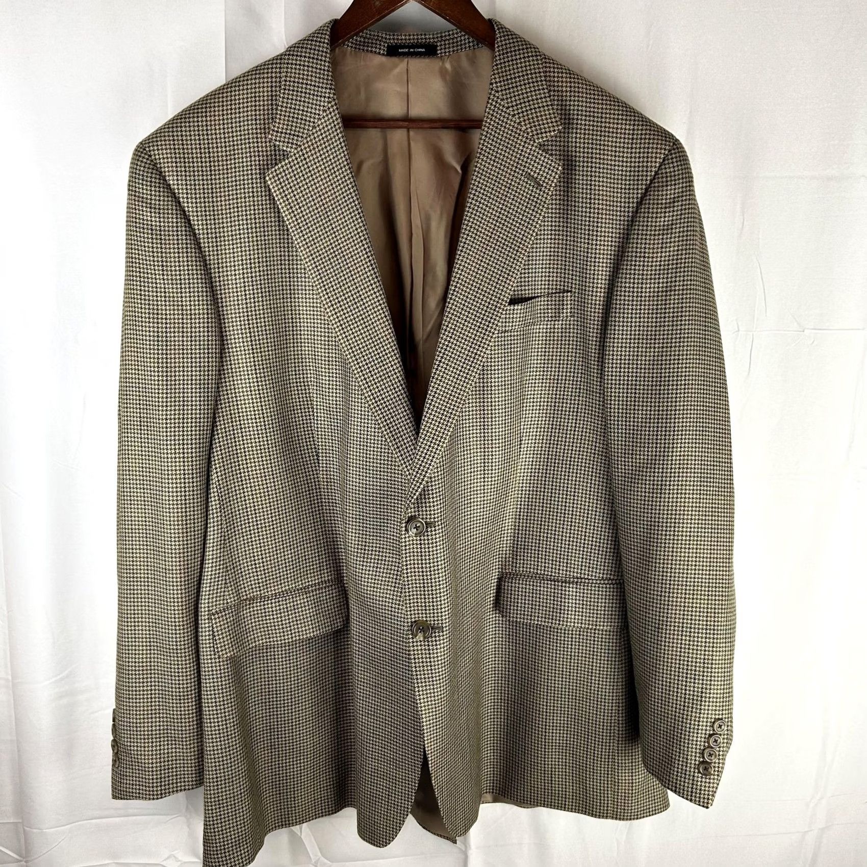 Chaps Chaps Sport Coat Silk 100% Brown Houndstooth 48L Single-Breasted Two-Button Jacket Mens Size US M / EU 48-50 / 2 - 2 Thumbnail