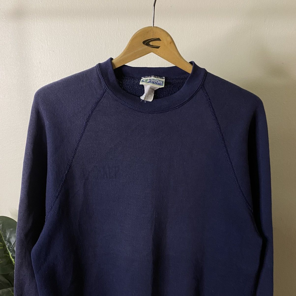 Vintage 1990s Discus Navy Blank Russell Athletic Style Sweatshirt Size US M / EU 48-50 / 2 - 2 Thumbnail