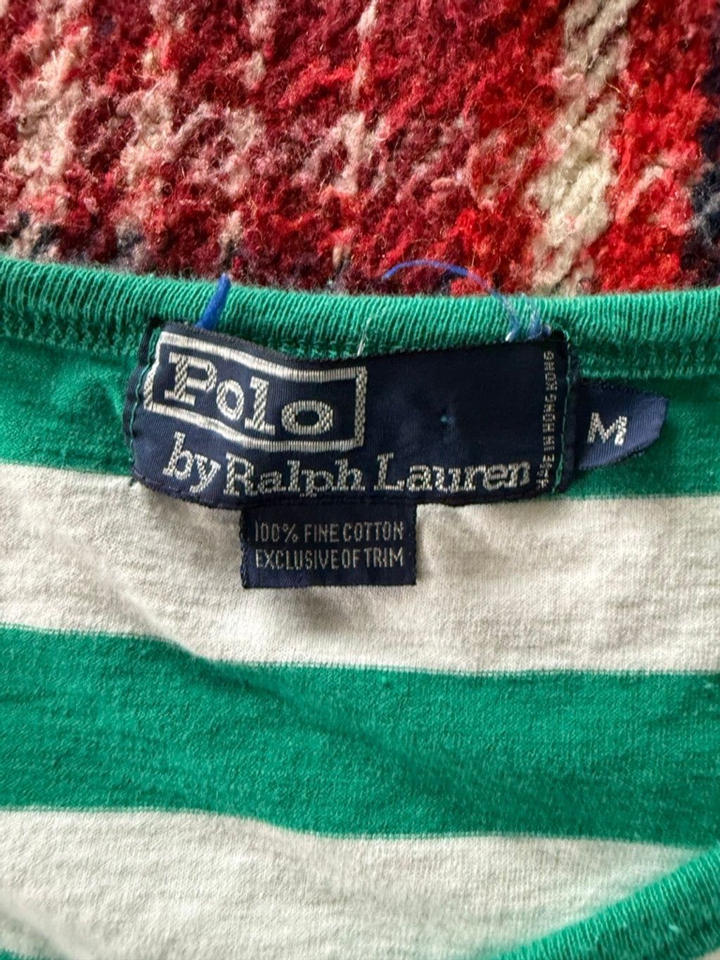 Polo Ralph Lauren 90s Polo Ralph Lauren Kelly Green Stripe Pocket Tee Size US M / EU 48-50 / 2 - 6 Thumbnail