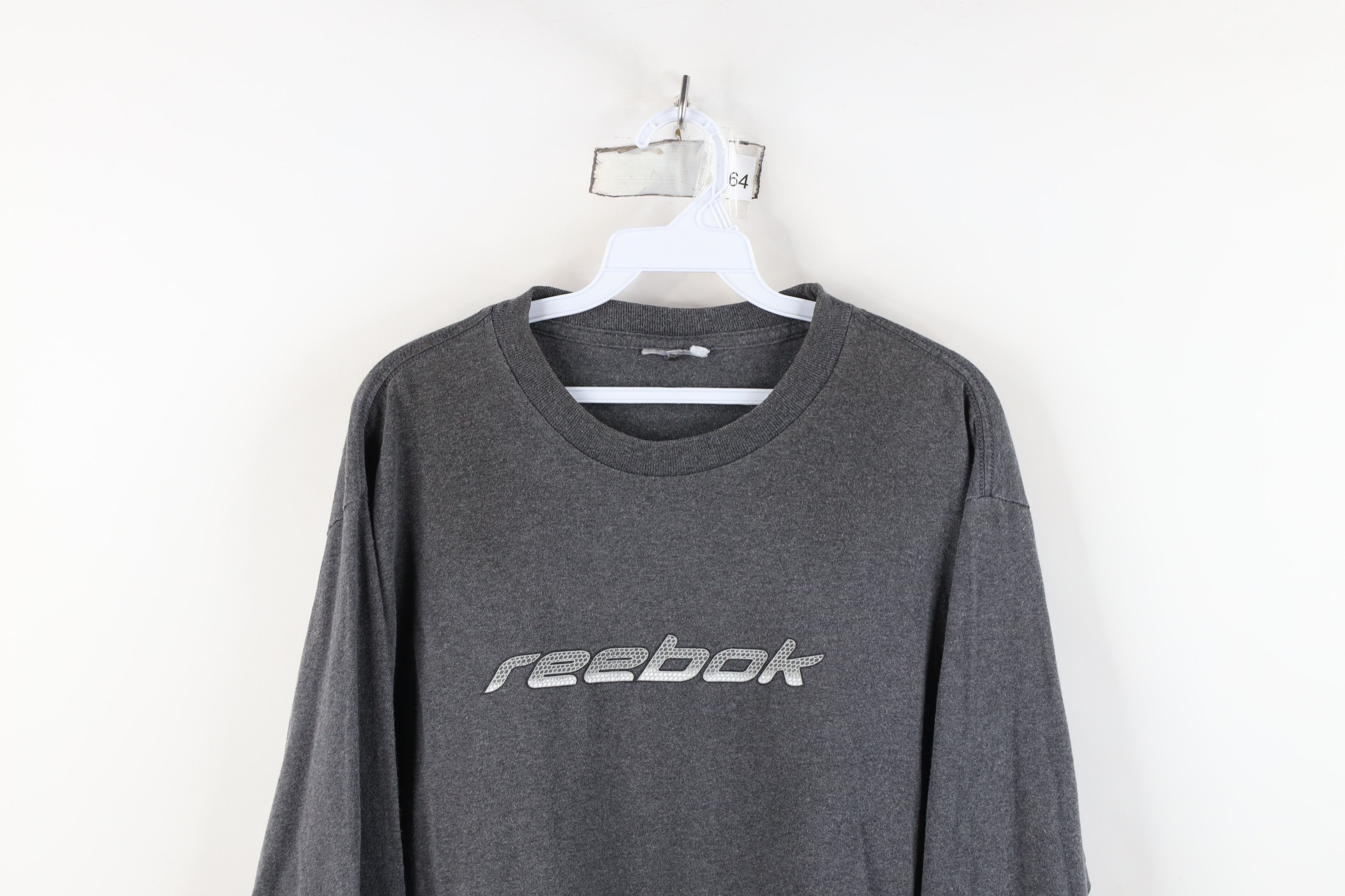 Reebok Vintage 90s Reebok Spell Out Long Sleeve T-Shirt Gray Cotton Size US M / EU 48-50 / 2 - 2 Thumbnail