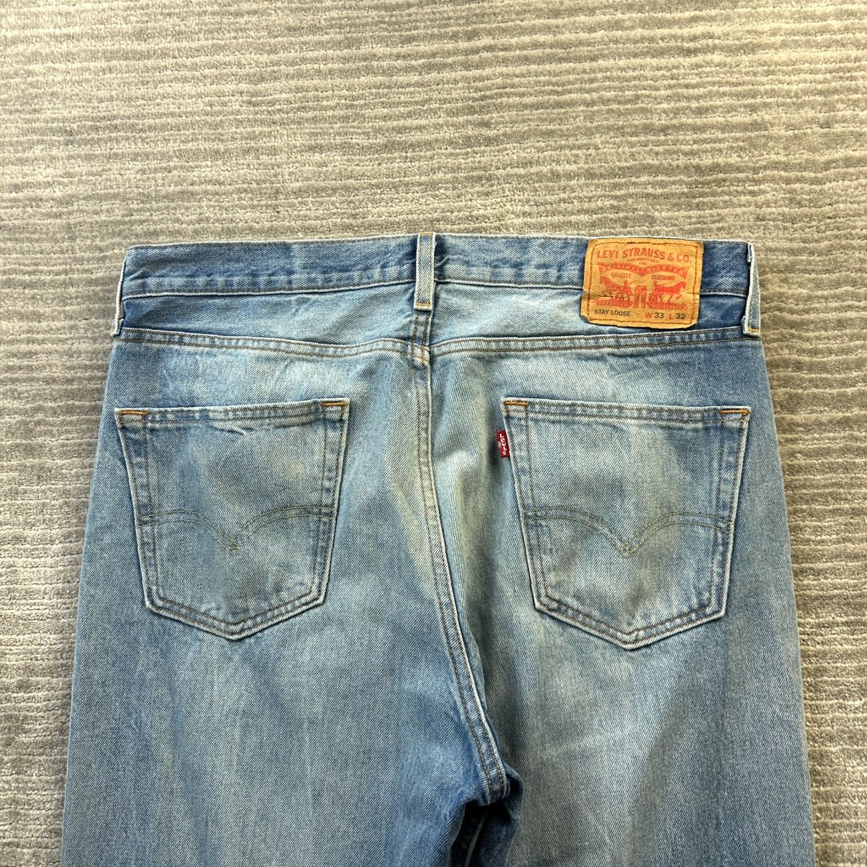 Levi's VINTAGE Levi's Jeans Mens 33x32 Stay Loose Blue Denim Faded Relaxed Baggy Jeans Mens 90s Cowboy Size US 33 - 4 Thumbnail