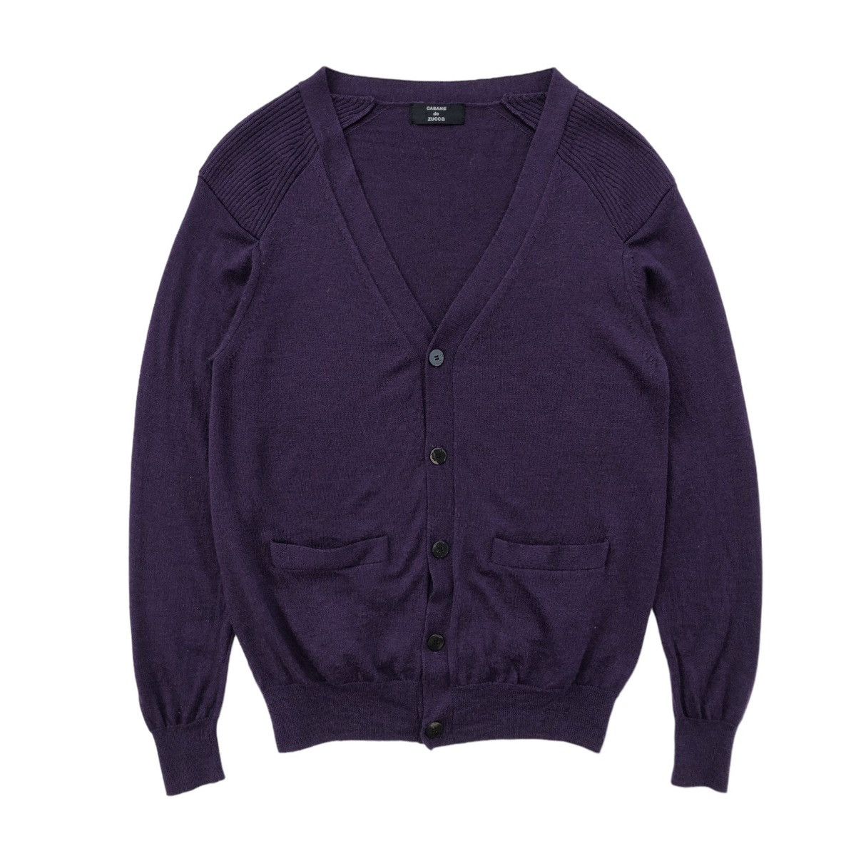 CABANE de ZUCCa CABANE de ZUCCA Dark Purple 100% Wool Cardigan Sweater Size M / US 6-8 / IT 42-44 - 1 Thumbnail