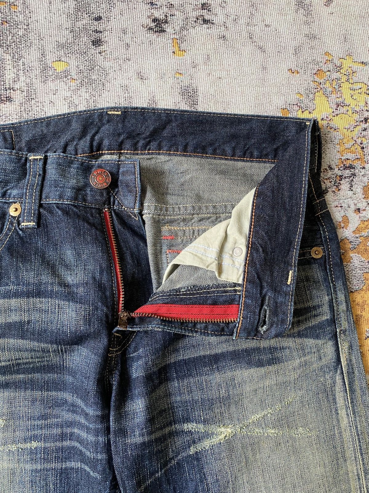 Japanese Brand Edwin 503 Blue Trip Claws Mark Distressed Flare Denim Size US 32 / EU 48 - 18 Thumbnail