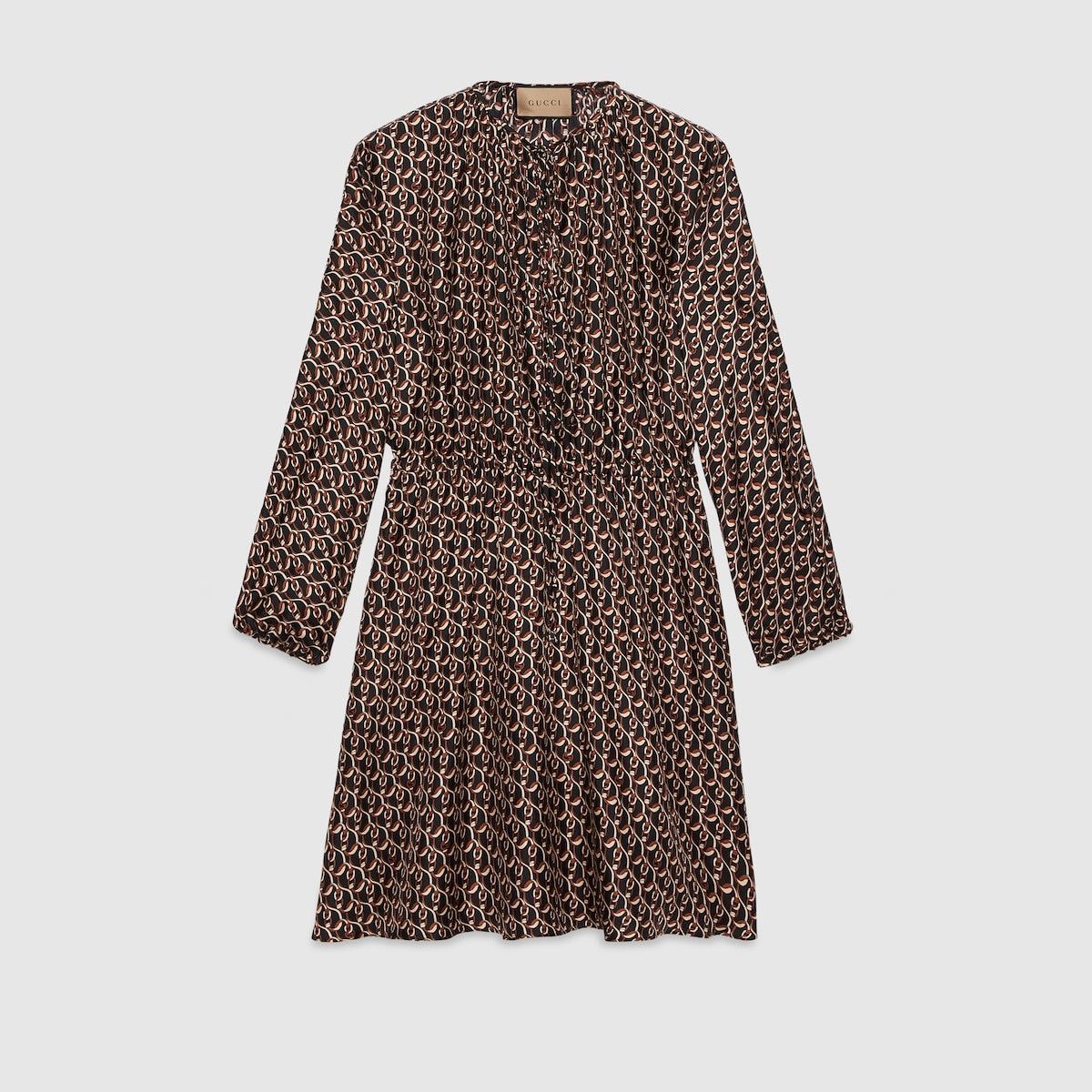 Gucci Interlocking G Chain Print Silk Dress SIZE 40