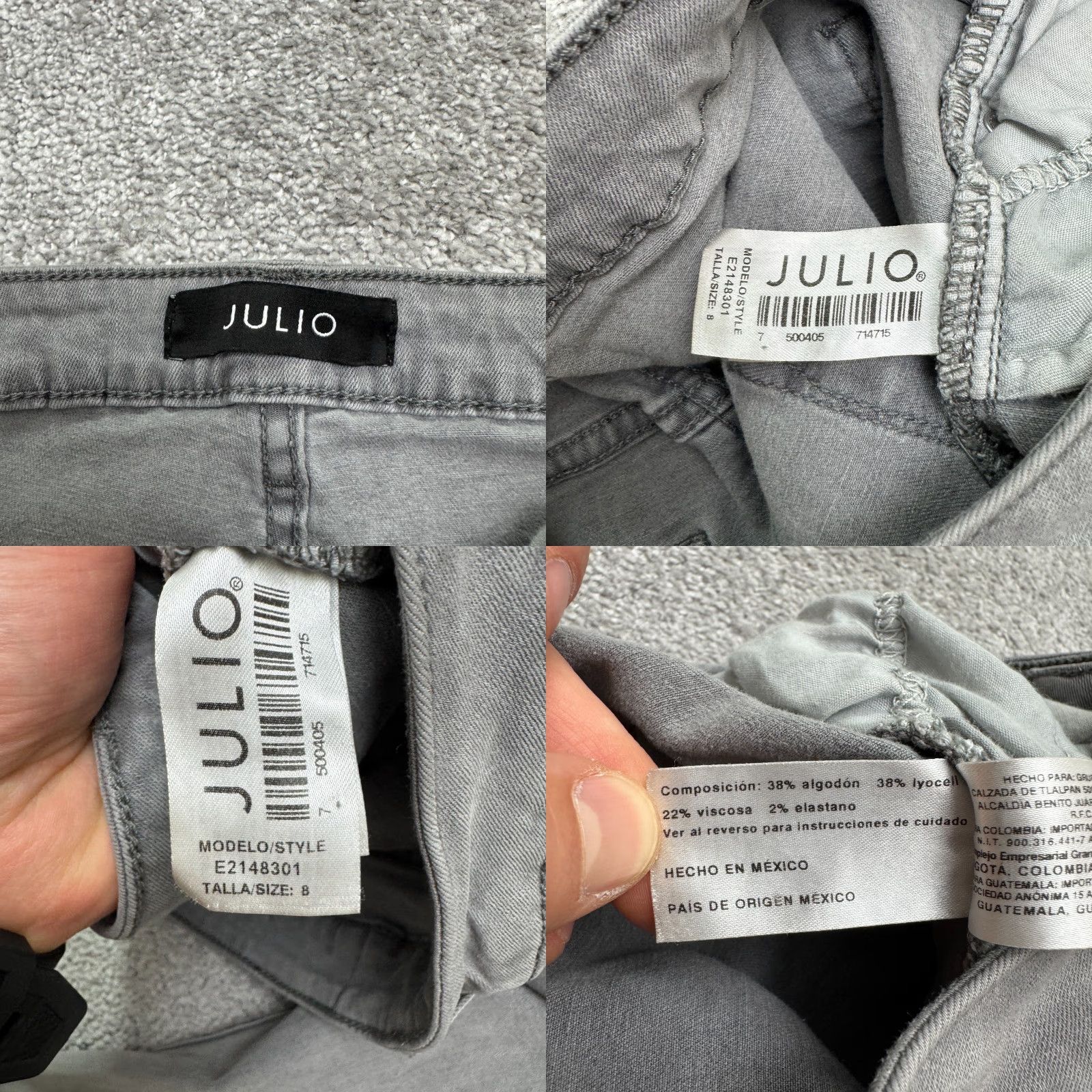 Denime Julio Jeans Women Cropped Slim Fit Mid Rise Denim 8 Gray Stone Wash 5-Pocket Modern Casual Womens Size 30" / US 8 / IT 44 - 8 Thumbnail