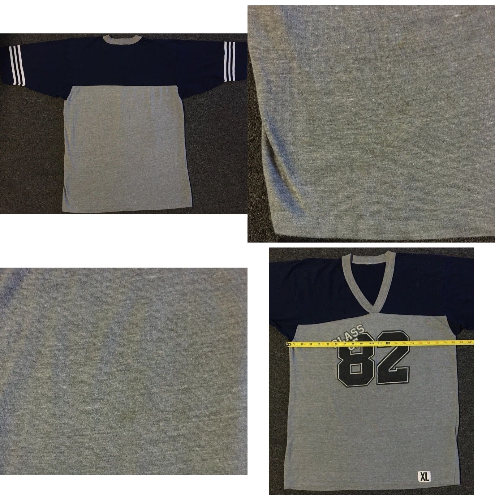 Vintage VINTAGE 80s Class Of 82 Faded Striped Jersey Shirt M Gray USA Football School Track PE Grunge Shirt Mens Size US M / EU 48-50 / 2 - 8 Thumbnail