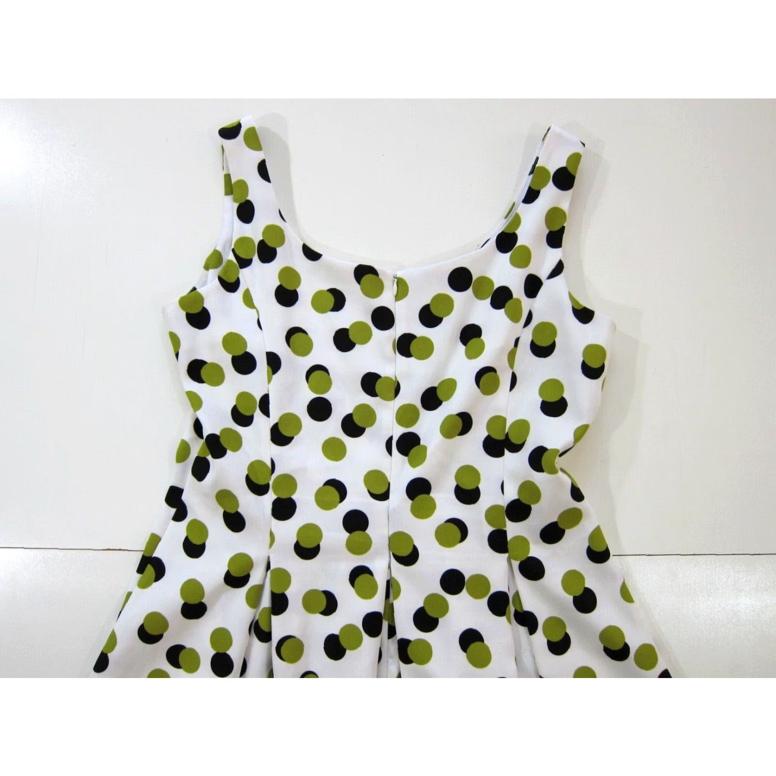 Vintage Ronni Nicole White Green Black Polka Dot A-Line Tent Sheath Shift Tank Dress 14 Size XL / US 12-14 / IT 48-50 - 5 Thumbnail