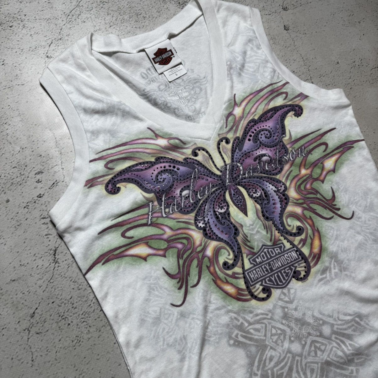 Harley Davidson new t shirt harley davidson y2k print butterfly ed hardy Size L / US 10 / IT 46 - 2 Thumbnail
