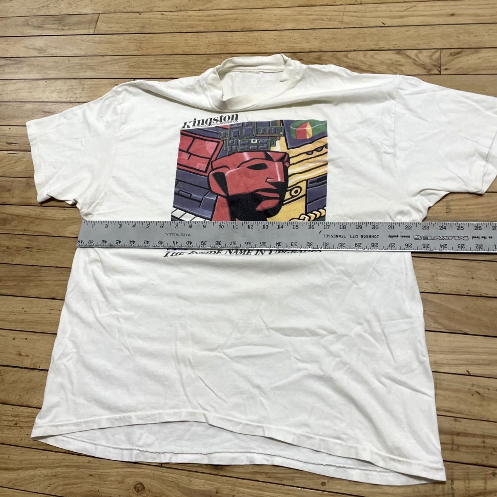 Hanes VINTAGE Kingston Technology Corp Memory White T-Shirt Men L 90s Single Stitch Graphic Print Hanes Mens Size US L / EU 52-54 / 3 - 6 Thumbnail