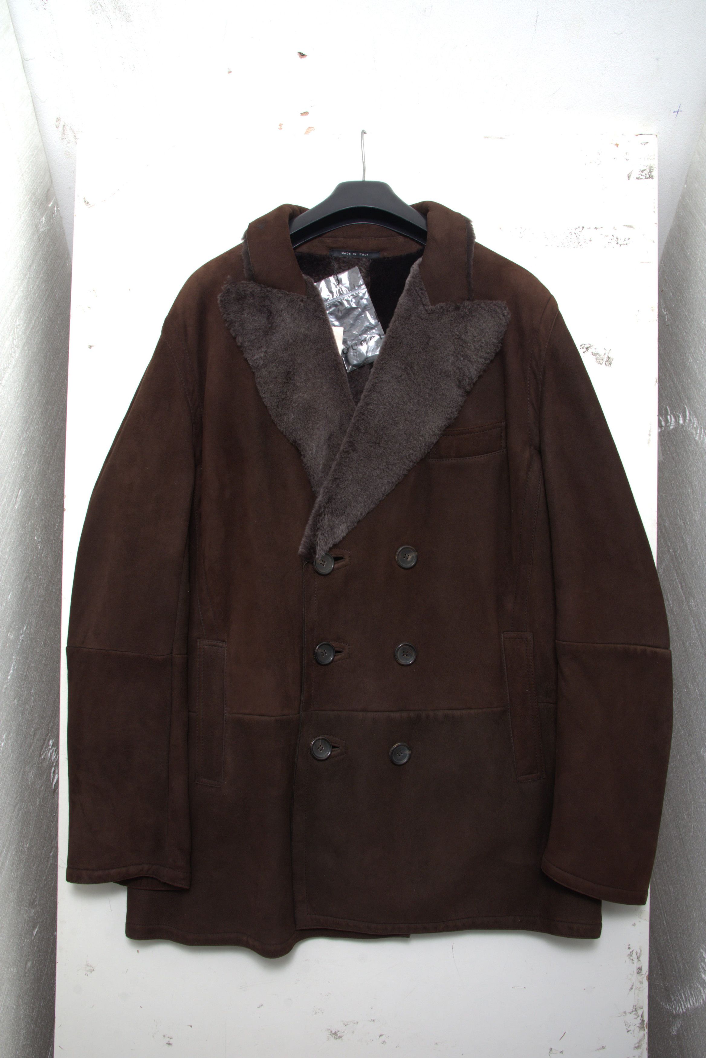 Gucci Double-Breasted Suede Shearling Pea Coat Size (60) in Brown, Men's (Size Xxl)