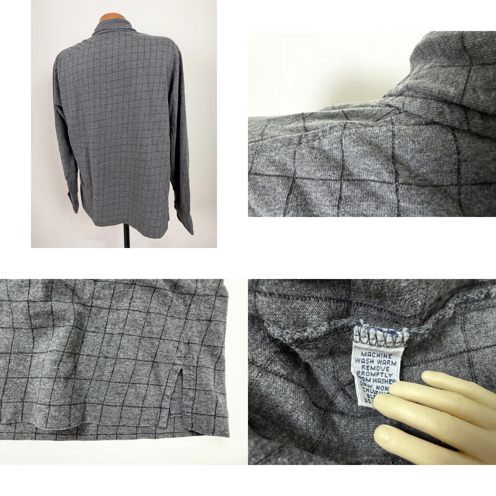 Polo Ralph Lauren VINTAGE Polo Ralph Lauren Polo Shirt Men L Gray Minimal Windowpane Check 90s Logo C POLO Mens Large Gray Size US L / EU 52-54 / 3 - 8 Thumbnail