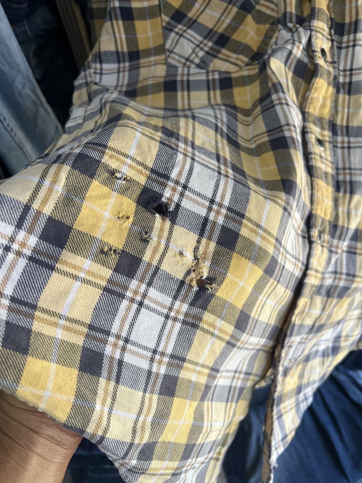 Japanese Brand 🔥Distressed Back Number X Rough X Plaid Flannel Size US M / EU 48-50 / 2 - 9 Thumbnail