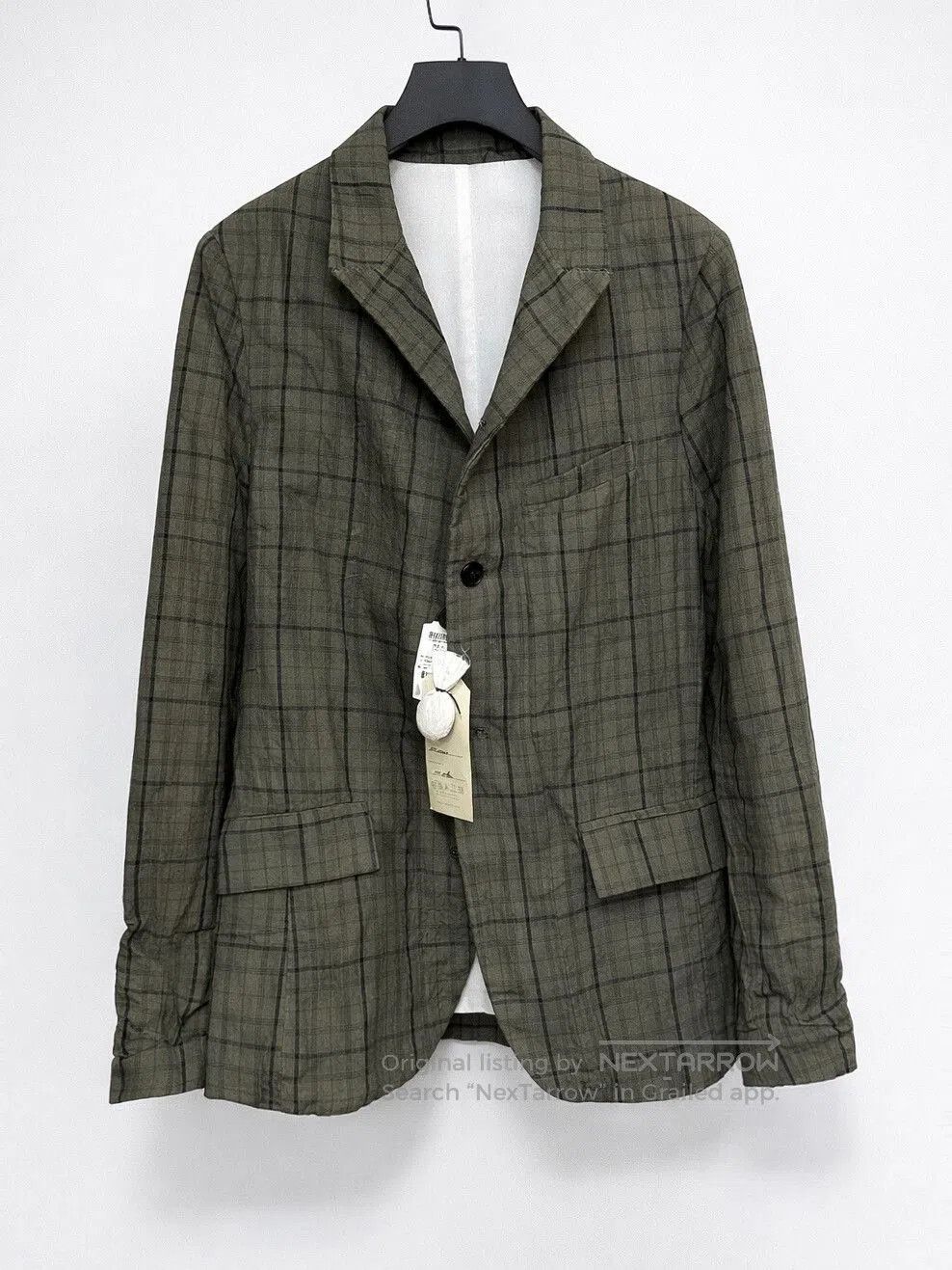Bergfabel gray green checked linen blazer. Size US M / EU 48-50 / 2 - 2 Thumbnail