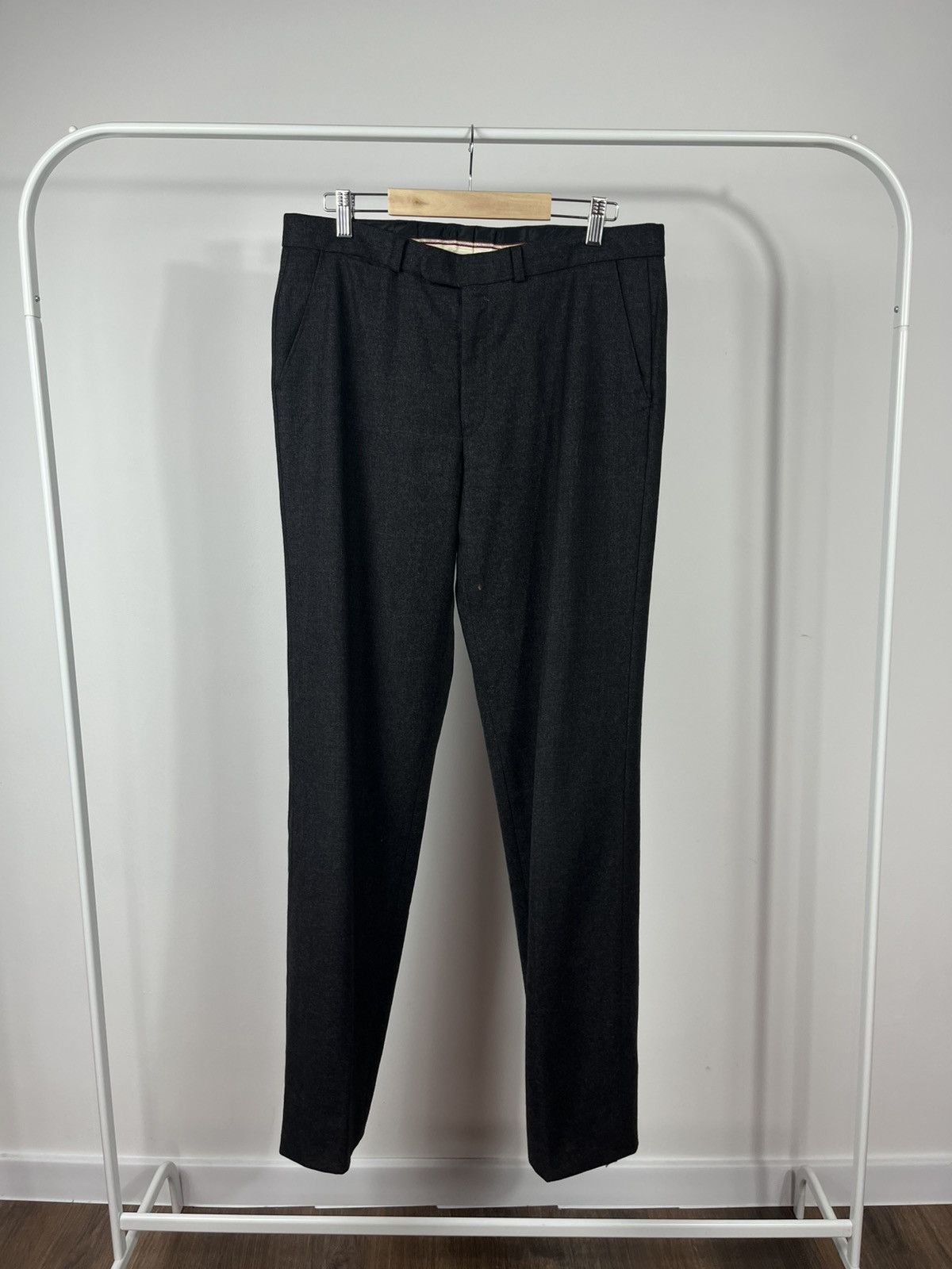 Japanese Brand × Vintage Ritex Form Cut Swiss Wool Trousers Dark Gray Classic Pants Size US 35 - 1 Thumbnail