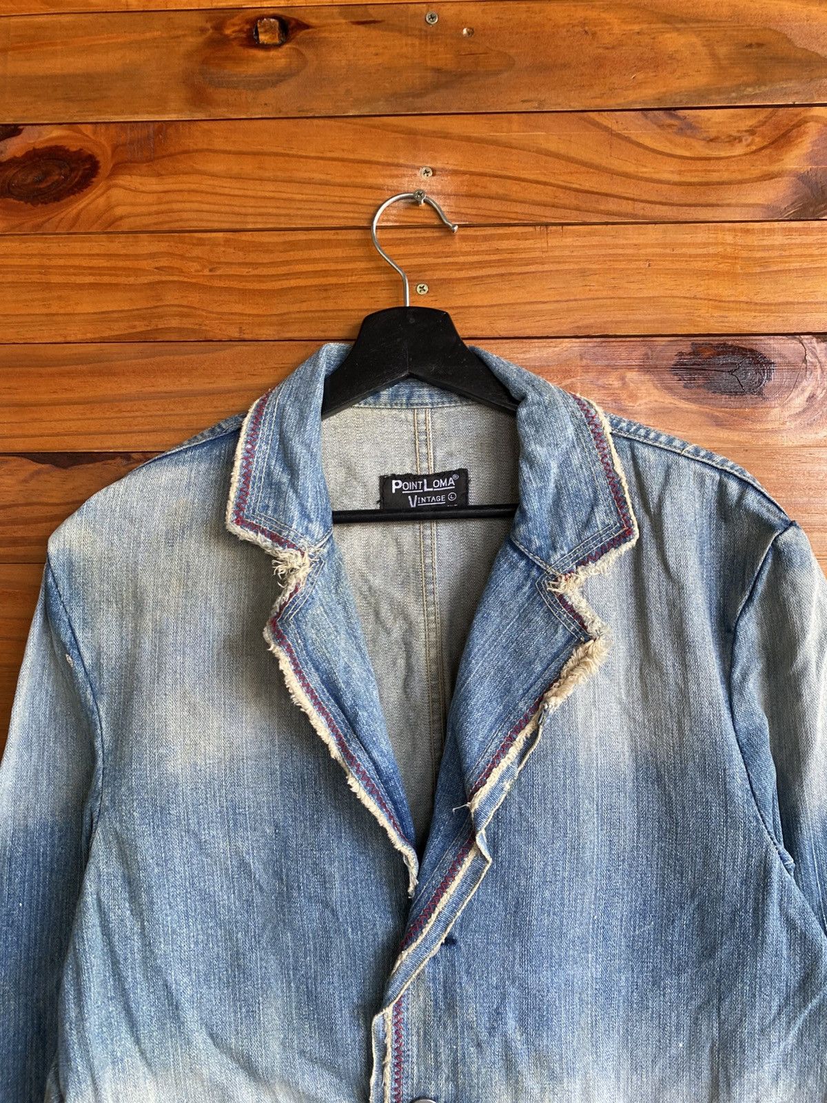 Japanese Brand Point Loma Vintage Denim Blazer Jacket | Distressed Washed Size US M / EU 48-50 / 2 - 6 Thumbnail