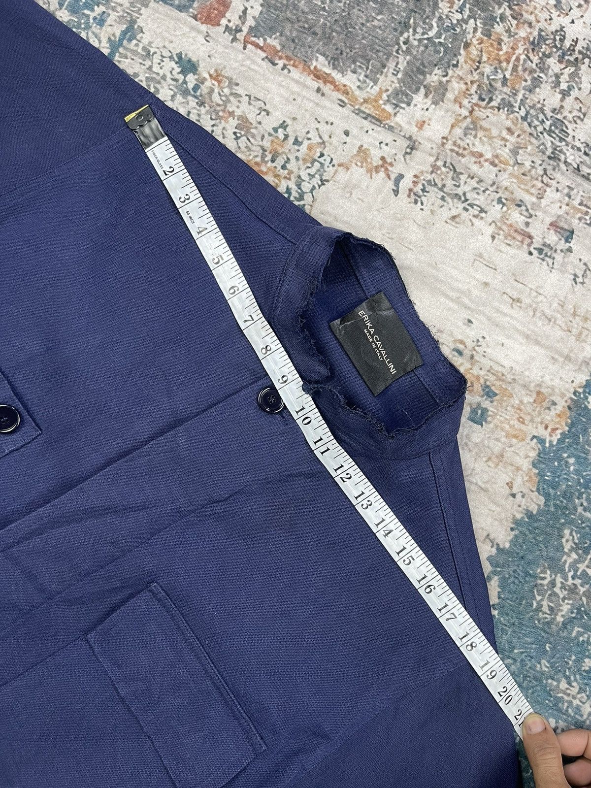 If Six Was Nine Erika Cavallini Flore Crew Neck Navy Ruffles Jacket Size M / US 6-8 / IT 42-44 - 12 Thumbnail