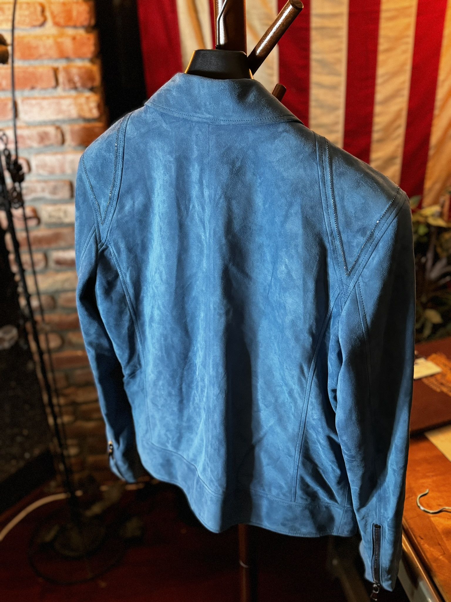 John Varvatos $2498 JOHN VARVATOS Blue Steel ROCKAWAY Suede Jacket sz 48 Size US M / EU 48-50 / 2 - 13 Thumbnail