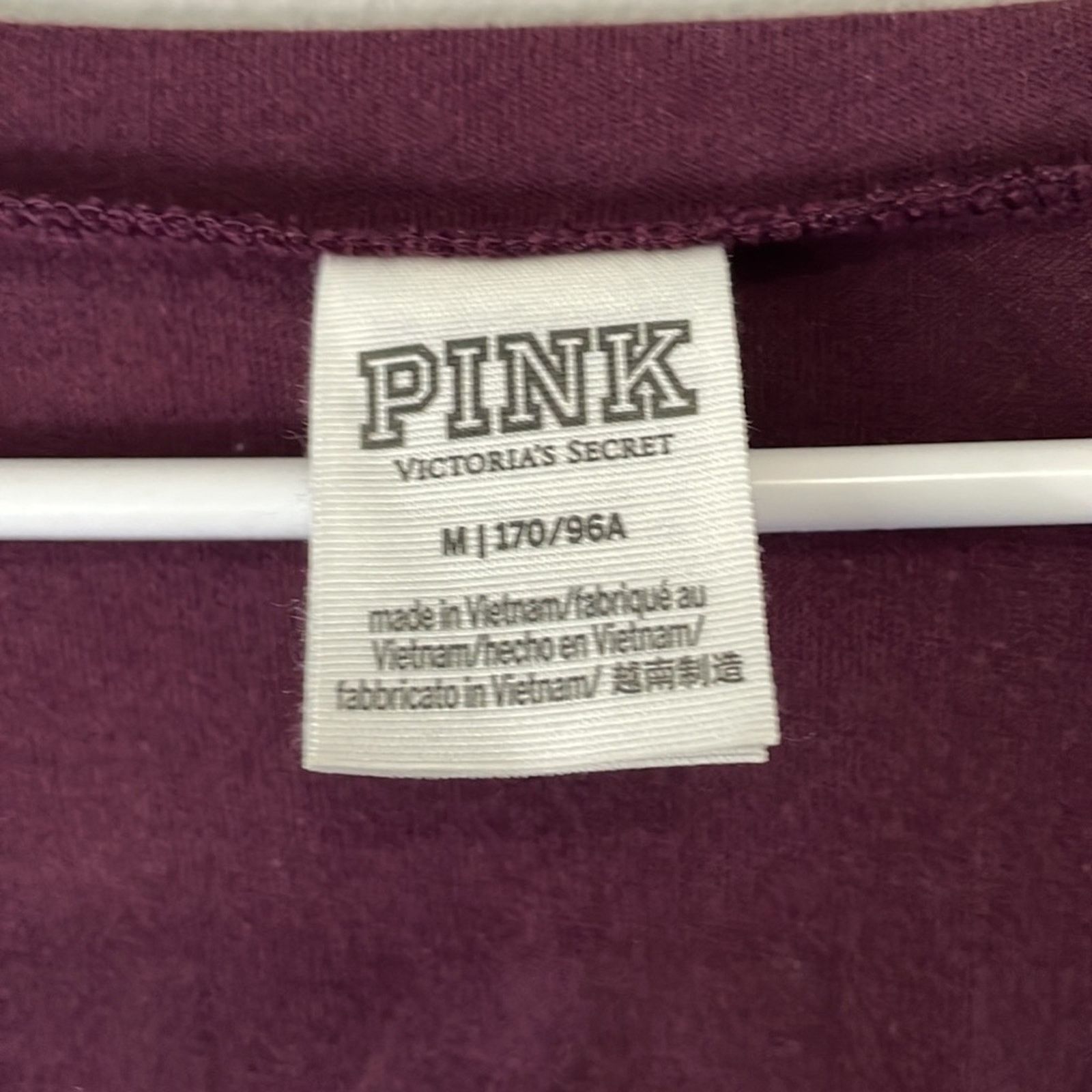 Pink VS PINK Burgundy Long Sleeve M Oversized Logo V Neck Casual Size M / US 6-8 / IT 42-44 - 4 Thumbnail