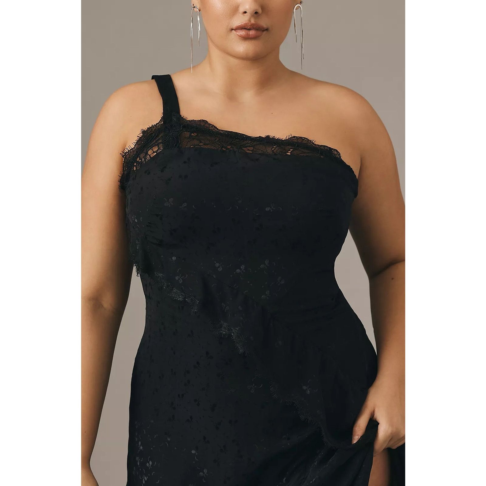 Anthropologie NWT Asymmetrical Lace Maxi Dress $198 SIZE 14P Black Petite Size XL / US 12-14 / IT 48-50 - 5 Thumbnail