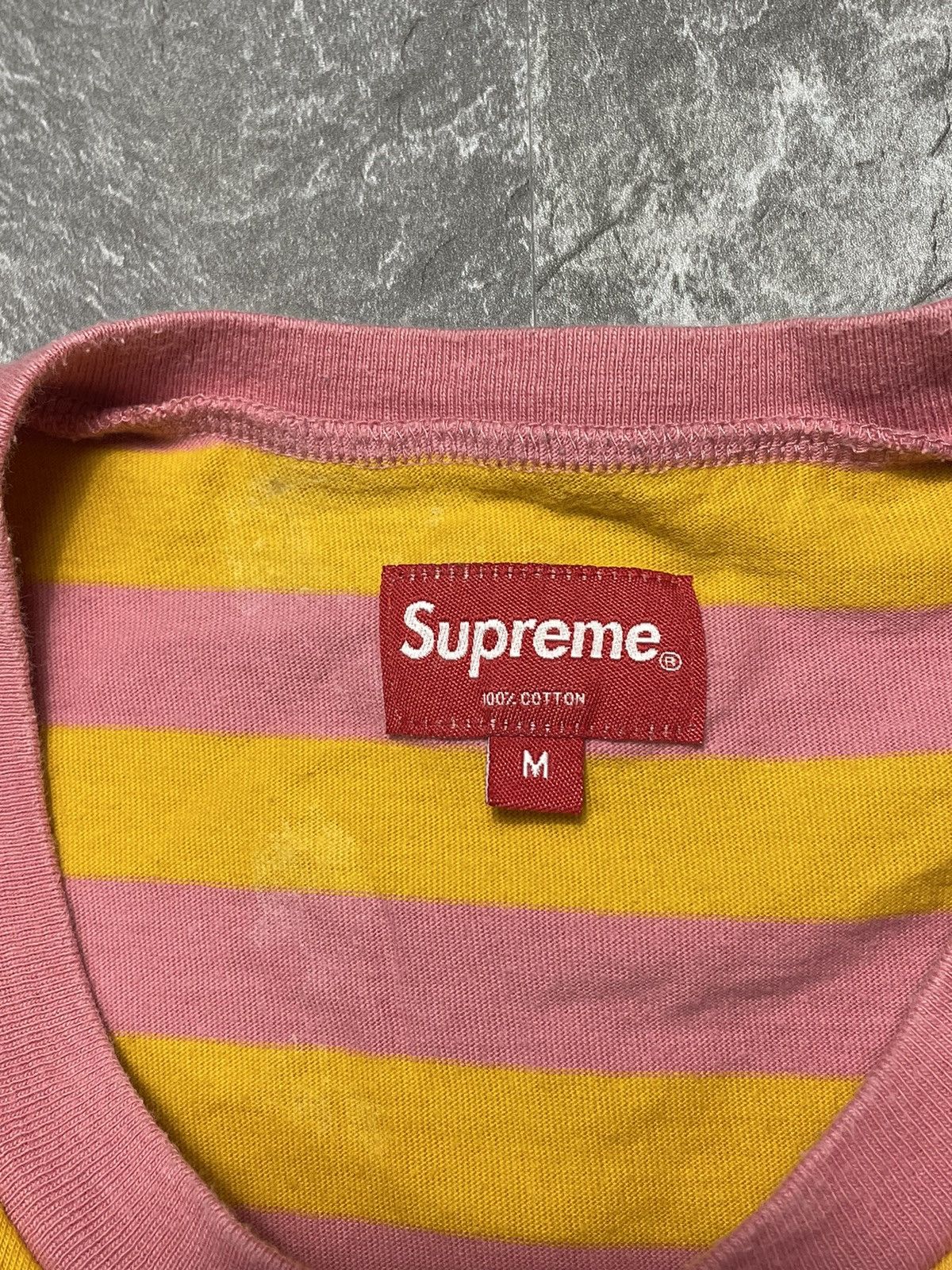 Supreme Supreme Bar Striped Tee SS18 Orange/Pink Size M Streetwear Size US M / EU 48-50 / 2 - 4 Thumbnail