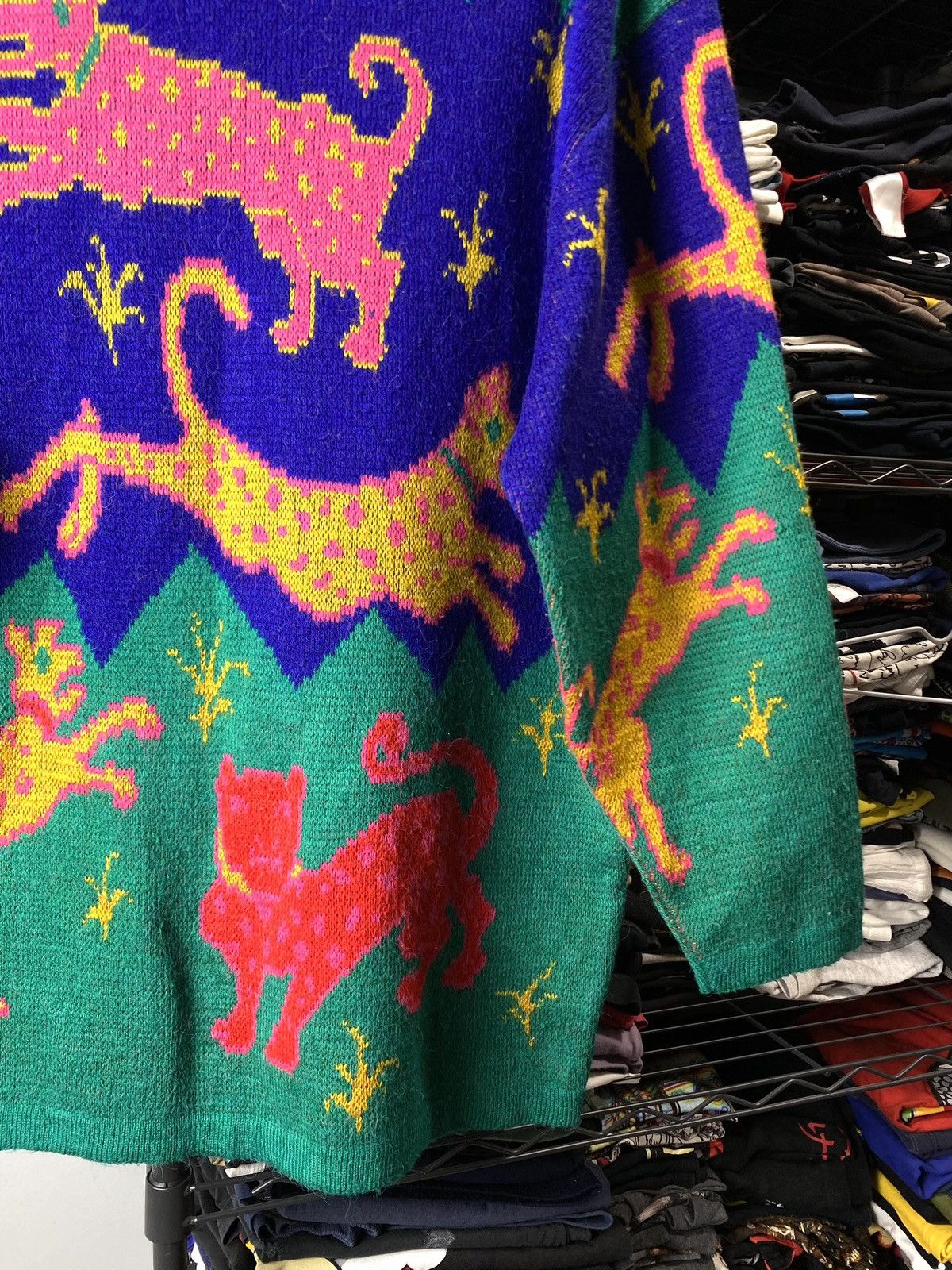 Band Tees × Japanese Brand Rare! Vintage Abstract Colourful LSD Art Knit Sweater Japan Size US L / EU 52-54 / 3 - 4 Thumbnail