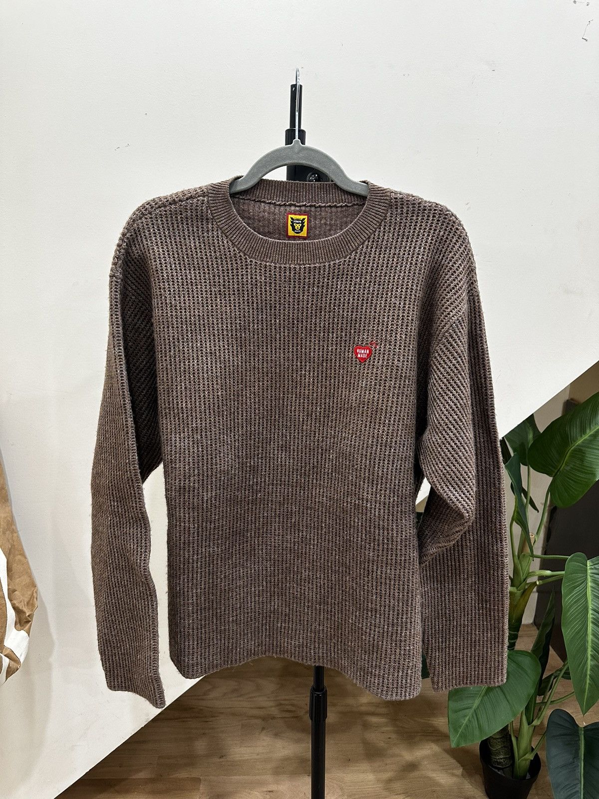 image of Human Made Waffle Knit Sweater in Brown, Men's (Size Large)