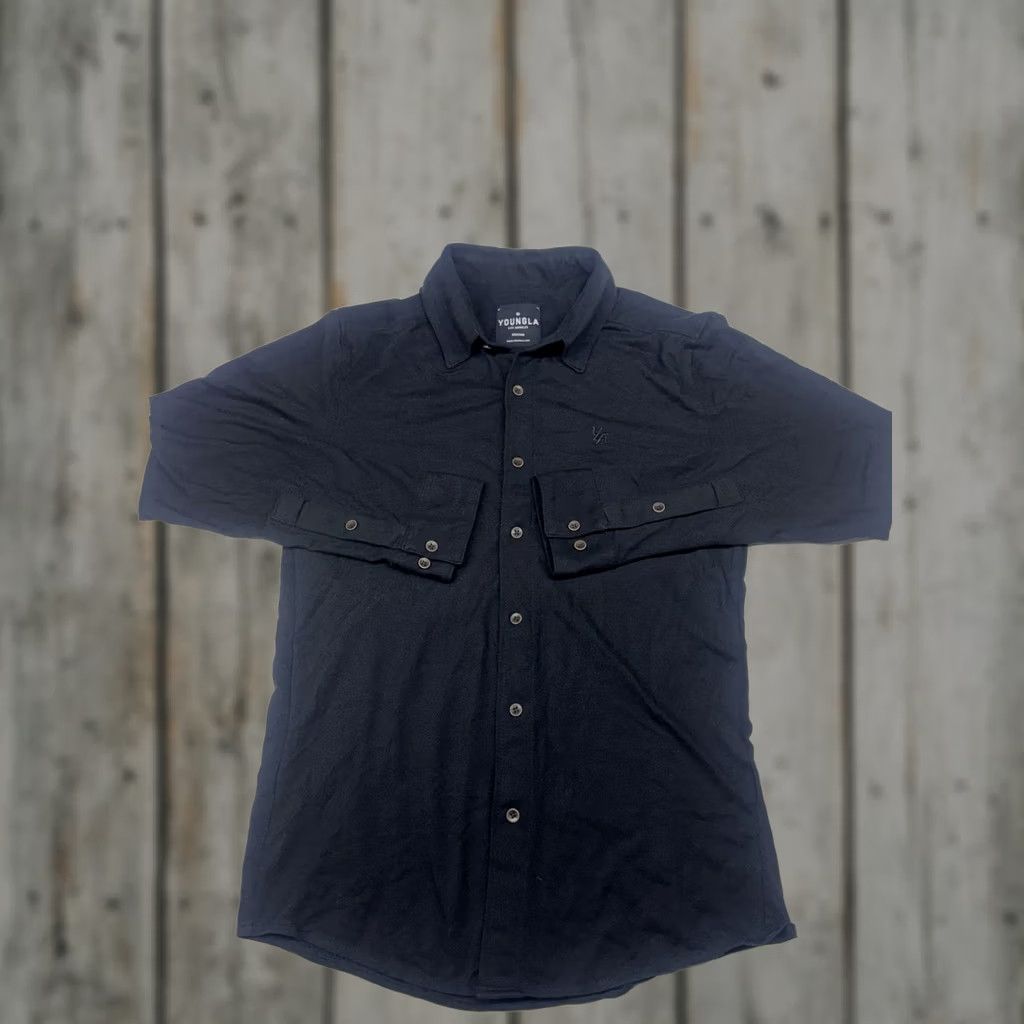 YoungLA YoungLA Button-Up Shirt Men M Long Sleeve Black Casual Stretch Soft Size US M / EU 48-50 / 2 - 1 Thumbnail