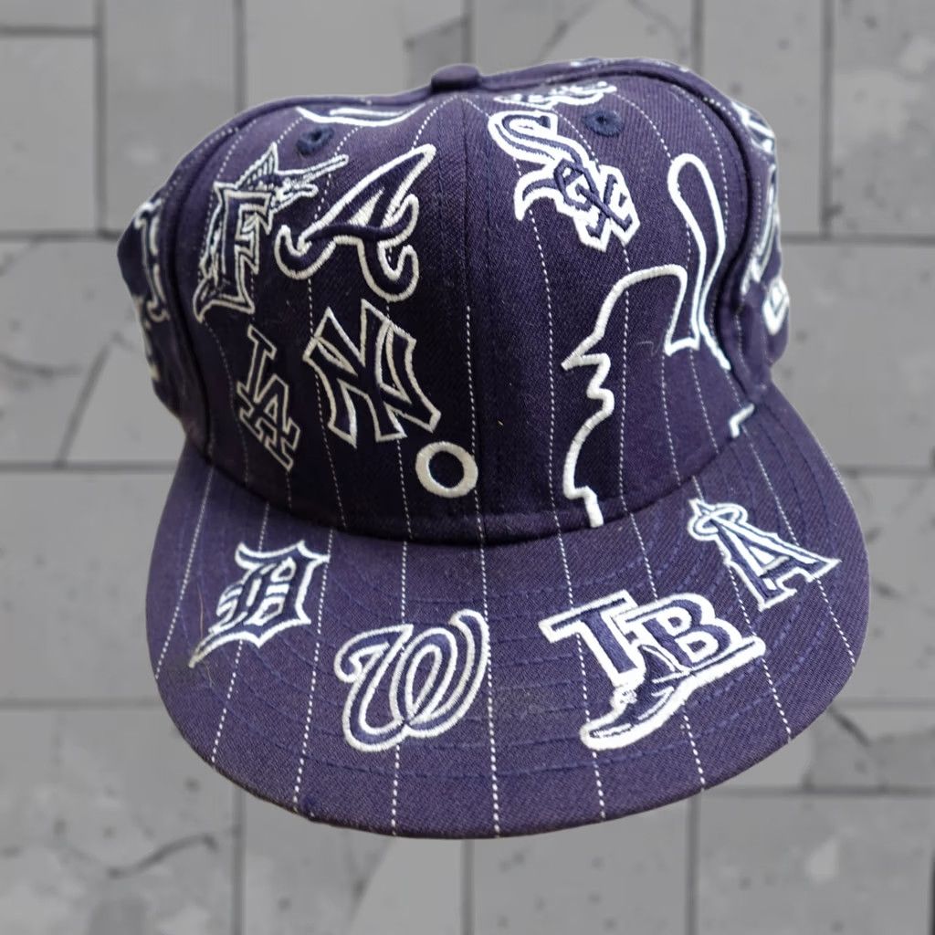 New Era New Era MLB Teams Hat Fitted 7 1/8 Blue Wool Embroidered Hickory Stripe Logos Theme Sports Mens cap Size ONE SIZE - 1 Thumbnail