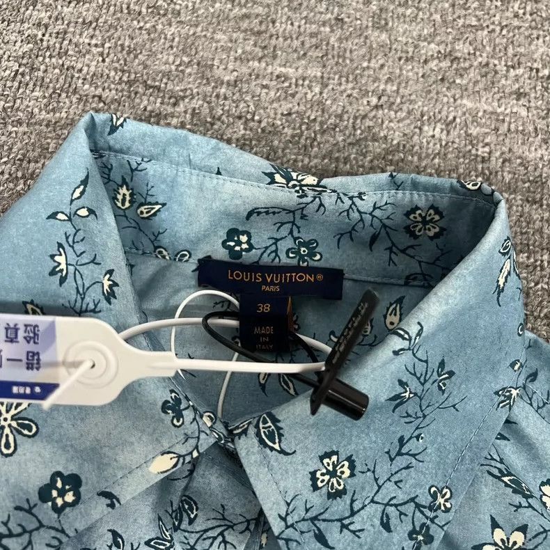 Louis Vuitton Blue Floral Print Long Sleeve Dress-2506 Size XL / US 12-14 / IT 48-50 - 5 Thumbnail