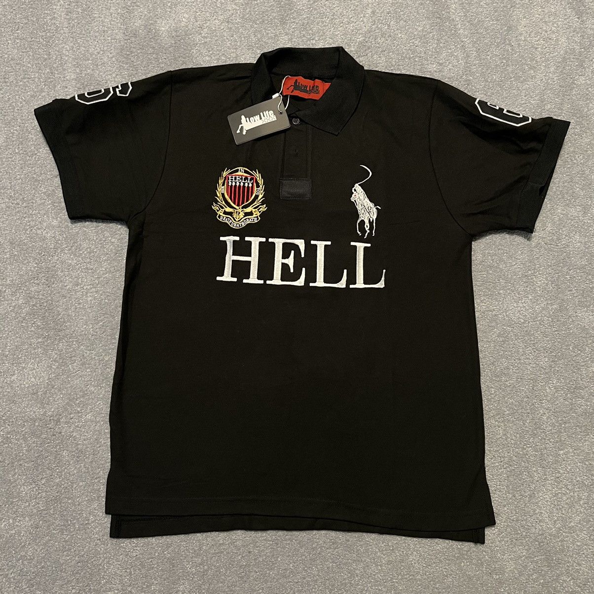lowlife hell ブラックポロシャツ 刺繍ロゴ ビッグポニー swag Streetwear × Vintage New Lowlife Hell Stitched Big Pony Logo