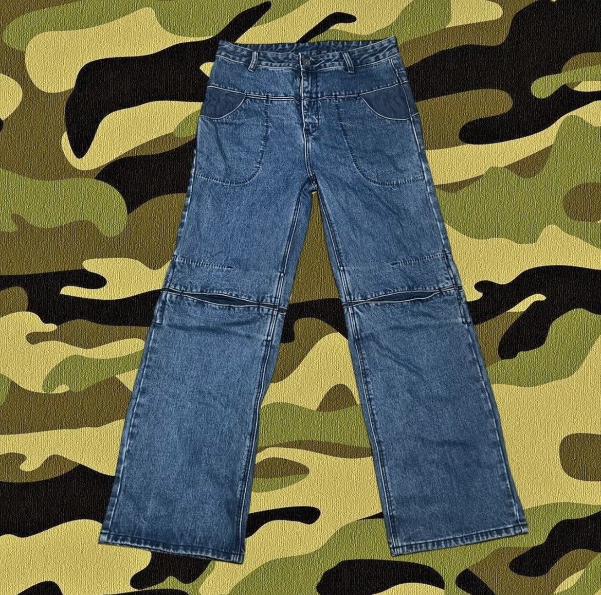 image of Faiseandia Split Knee Denim in Blue, Men's (Size 34)