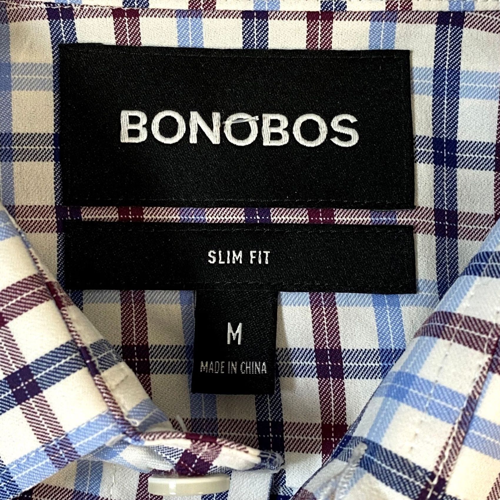 Bonobos Bonobos Button-Up Shirt Mens M Slim Fit Performance Nylon Stretch Plaid Blue Size US M / EU 48-50 / 2 - 3 Thumbnail