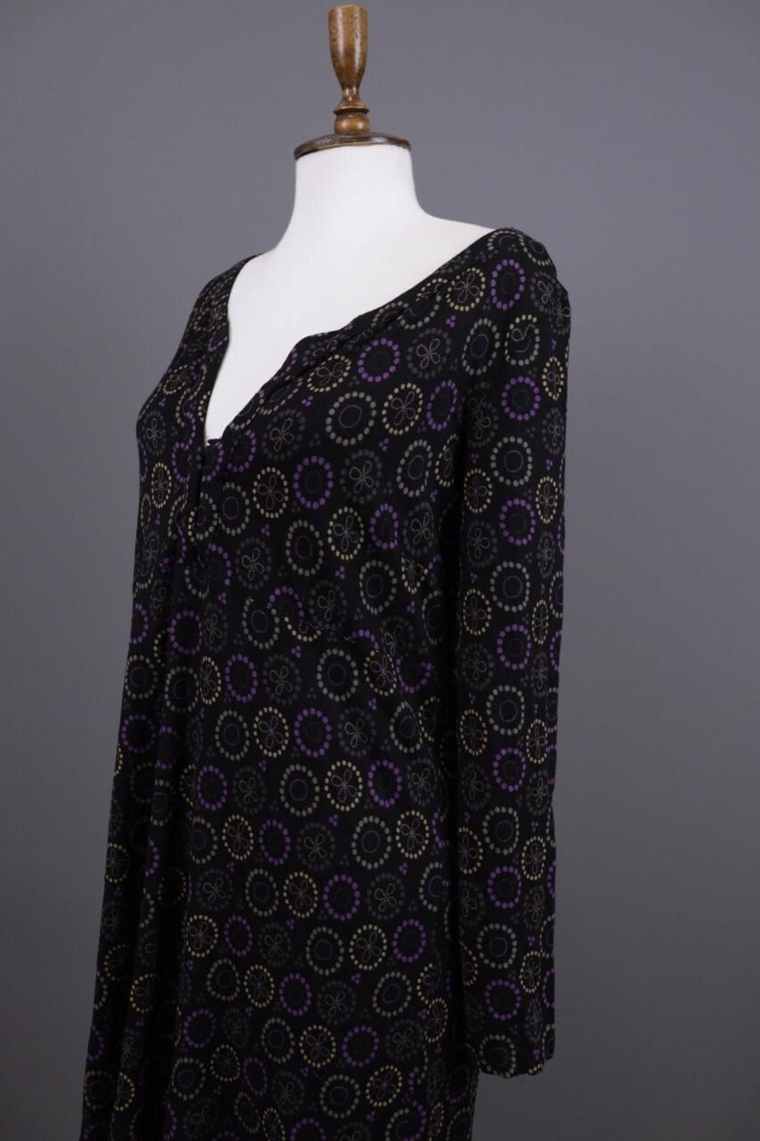 Designer Gudrun Sjoden Black Floral Blouson Midi Dress Size M Size M / US 6-8 / IT 42-44 - 6 Thumbnail