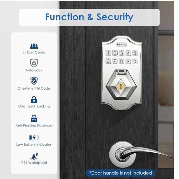 NBDN Nobrandedon Keyless Entry Door Lock Deadbolt Keypad 2 KeysAutoLock Size ONE SIZE - 6 Thumbnail