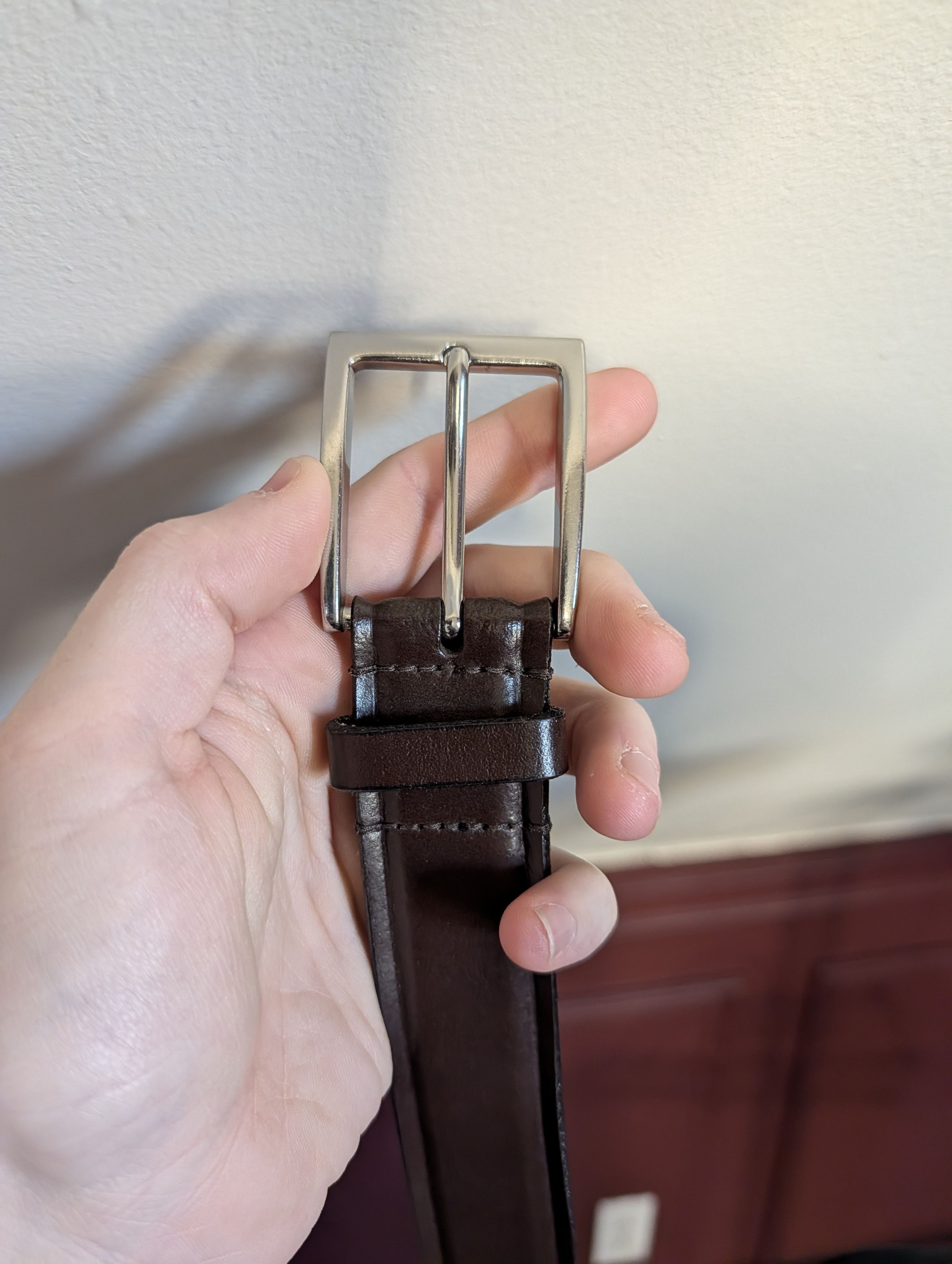 Allen Edmonds Dark brown handcrafted in USA leather ridged belt 42 Size 42 - 6 Thumbnail