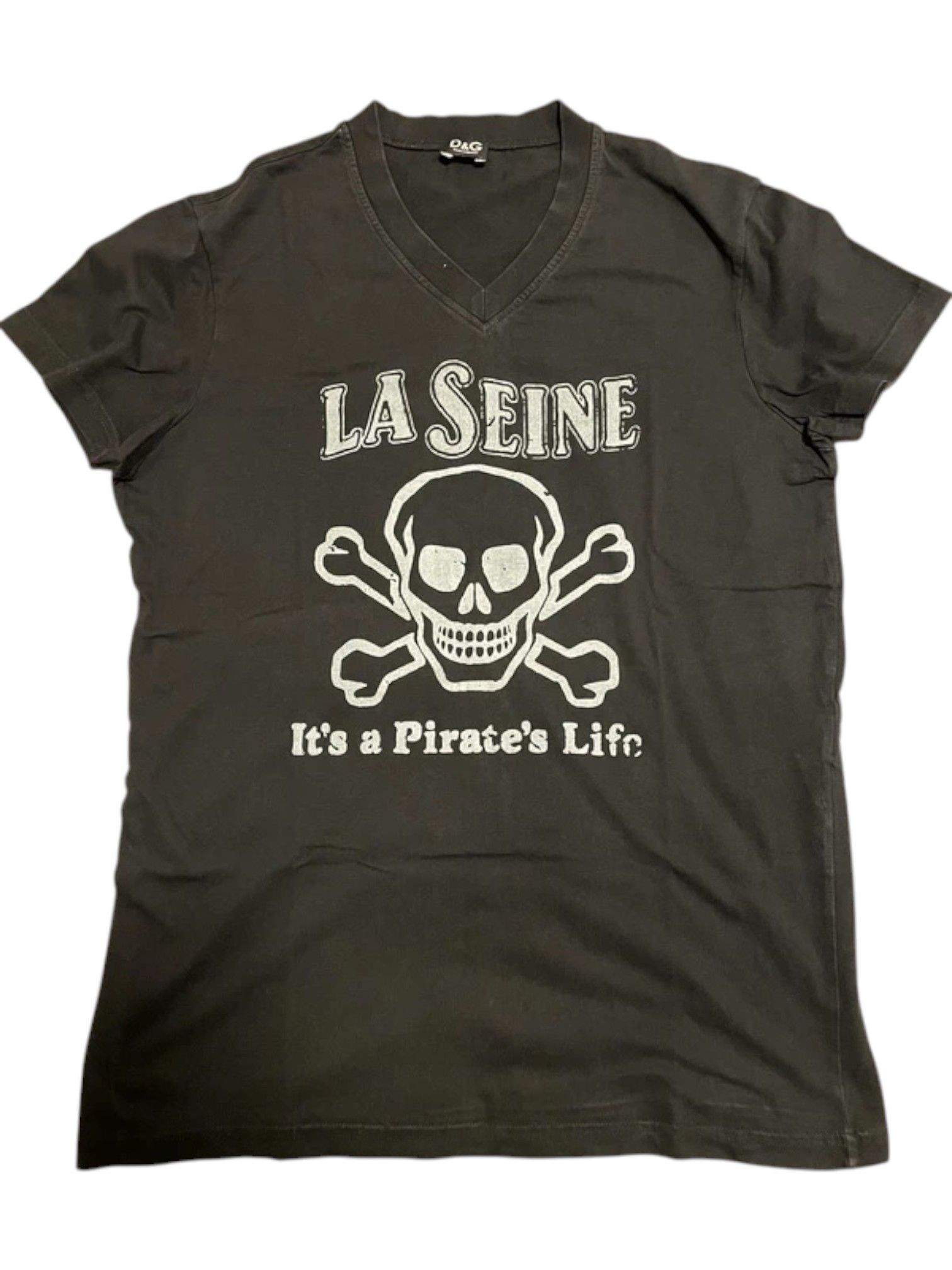 Dolce & Gabbana D&G “La Seine” Pirate Skull V-Neck T-Shirt Size US M / EU 48-50 / 2 - 1 Thumbnail