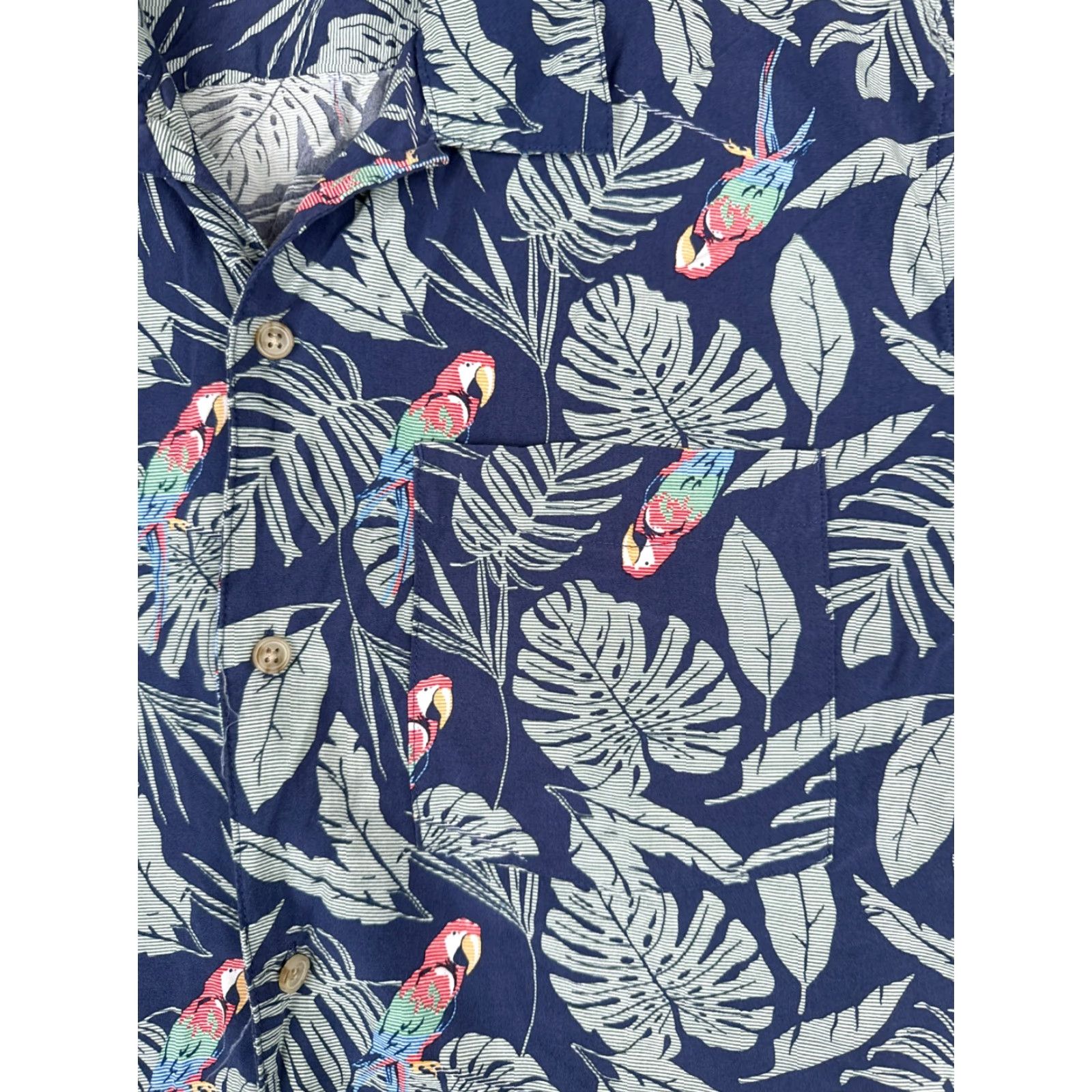 Croft & Barrow VINTAGE Croft & Barrow Shirt Mens Large Blue Palm Leaf Parrot Hawaiian Button Up Rayon Size US L / EU 52-54 / 3 - 6 Thumbnail