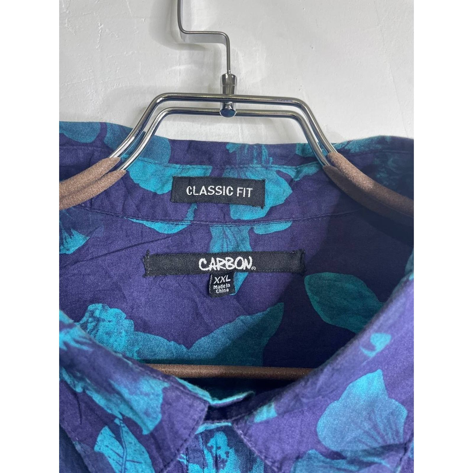 Carbon Vintage Carbon XXL Hawaiian Shirt Teal Floral Classic Fit Size US XXL / EU 58 / 5 - 6 Thumbnail