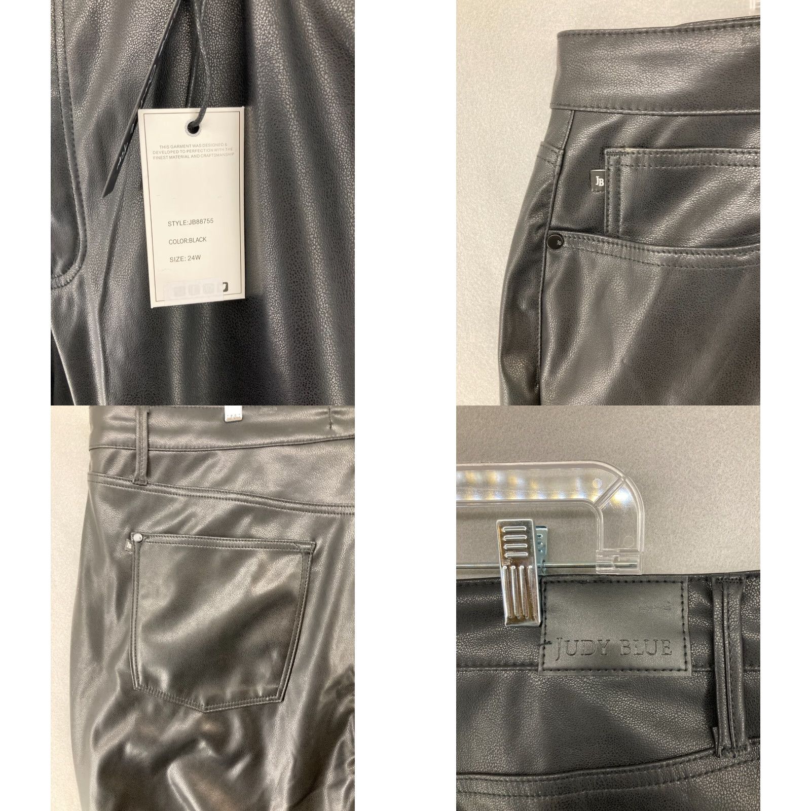 Vintage Judy Blue Pleather Pants Womens 24W Faux Black Leather NWT High Rise Straight Pants Size 42" / US 20 - 8 Thumbnail